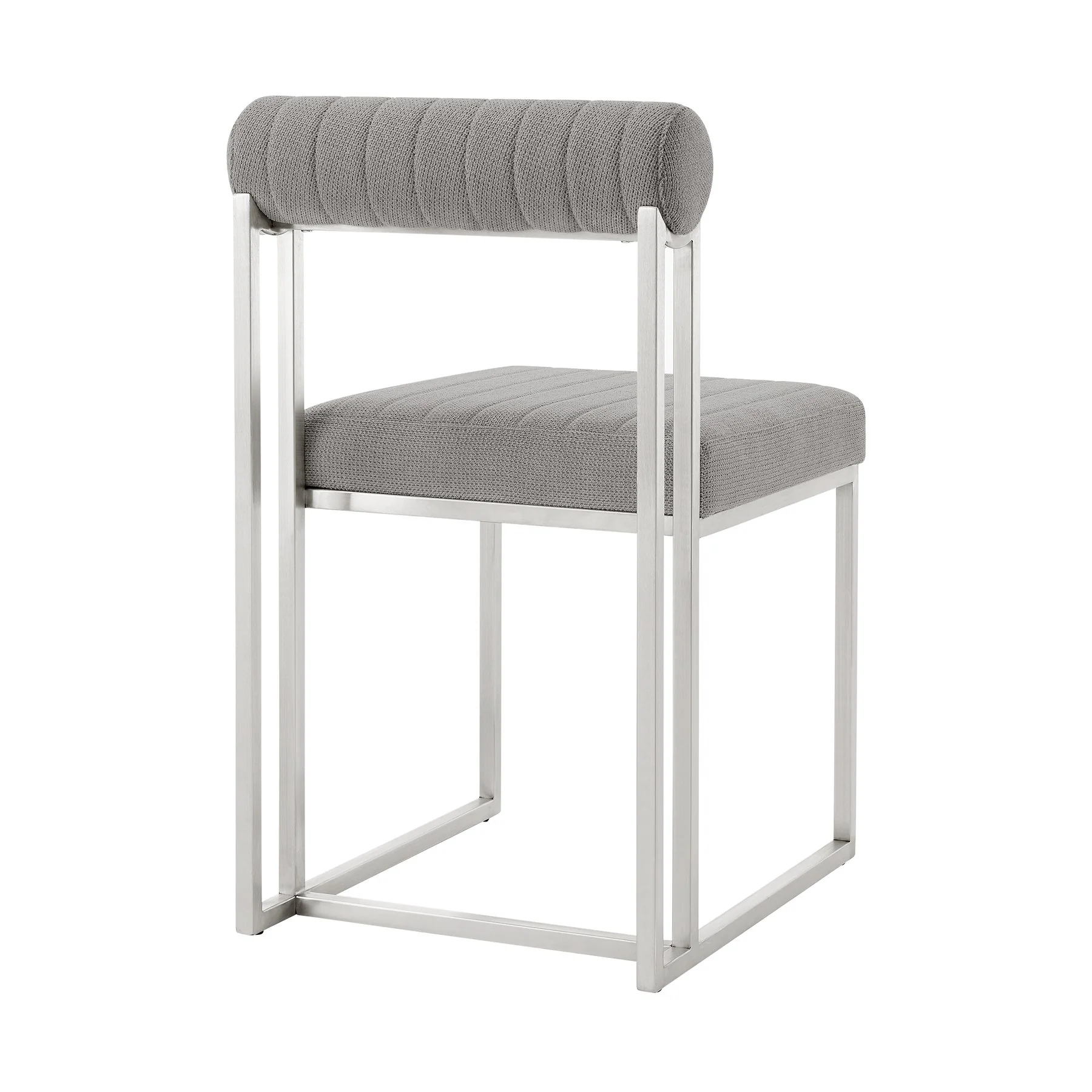 Anastasia Dining Chair with Brushed Stainless Steel and Light Gray Fabric - Set of 2 - Image 4