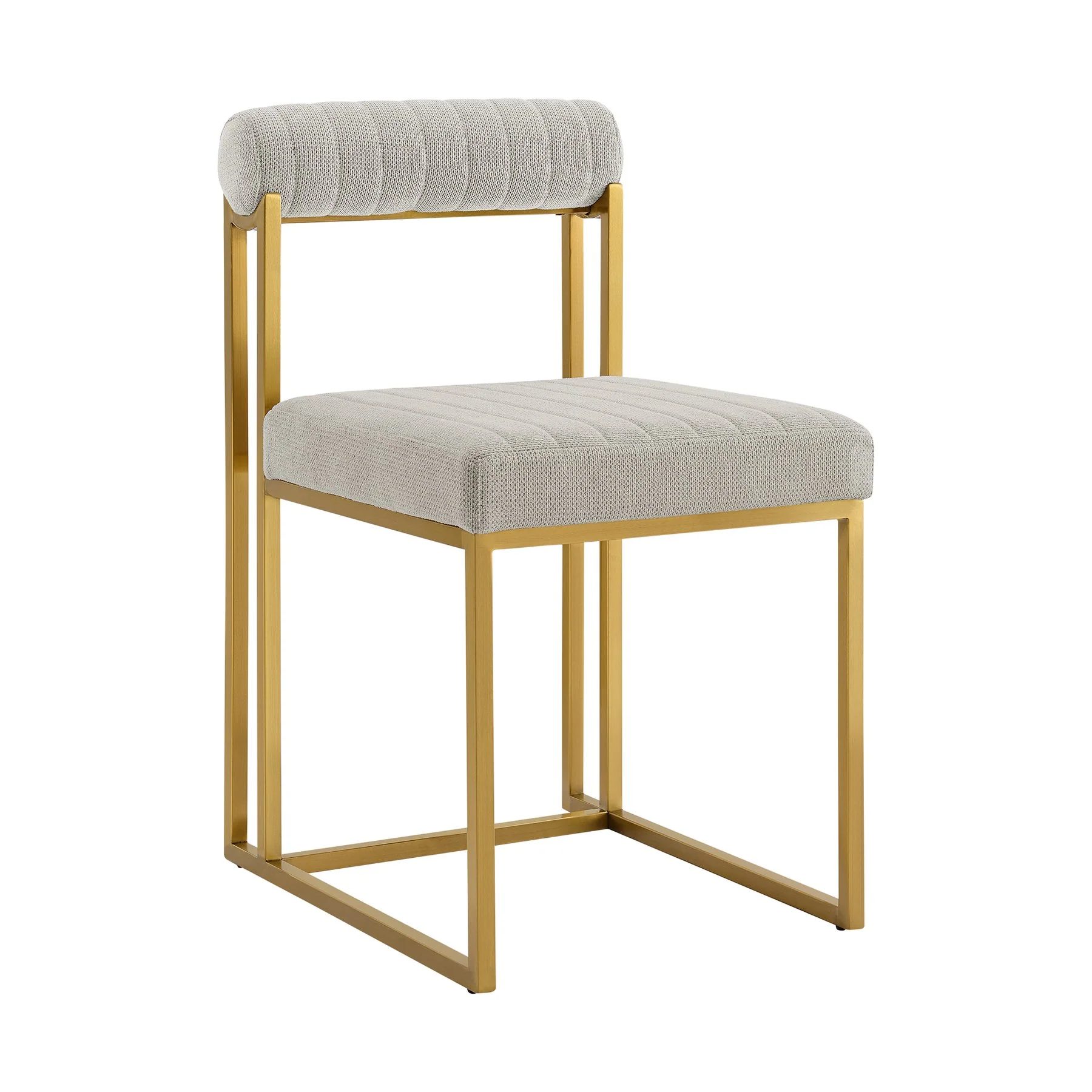 Anastasia Dining Chair with Gold Brushed Stainless Steel and Taupe Fabric - Set of 2 - Image 2