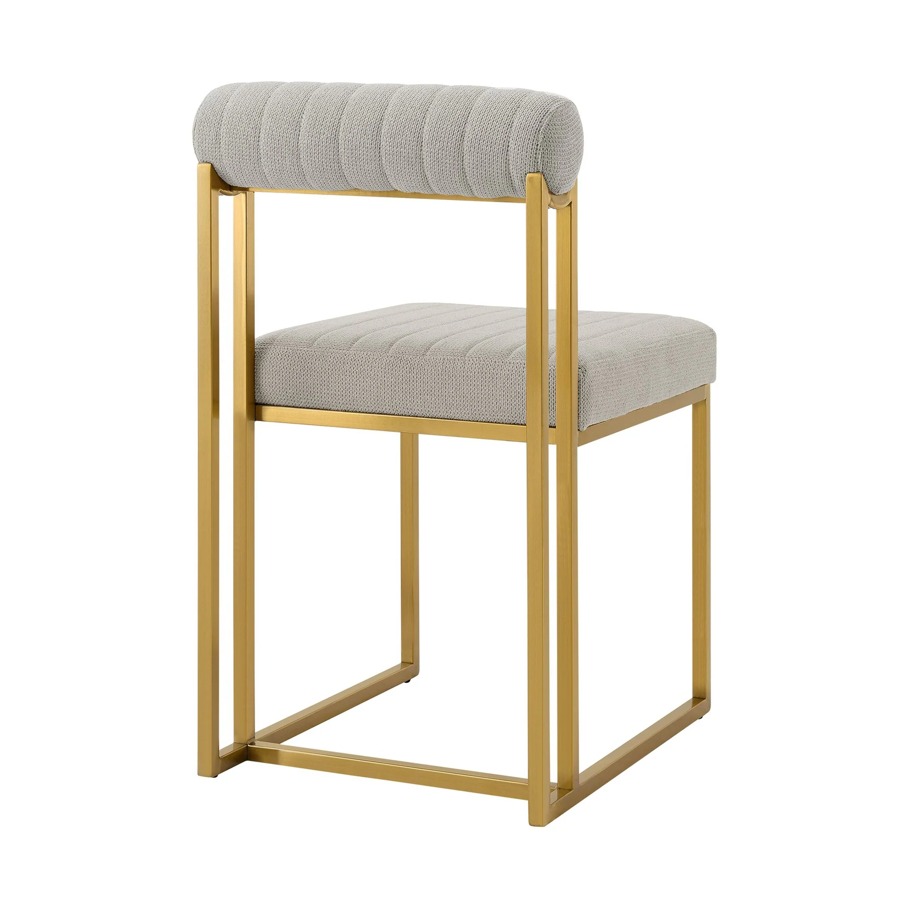 Anastasia Dining Chair with Gold Brushed Stainless Steel and Taupe Fabric - Set of 2 - Image 4