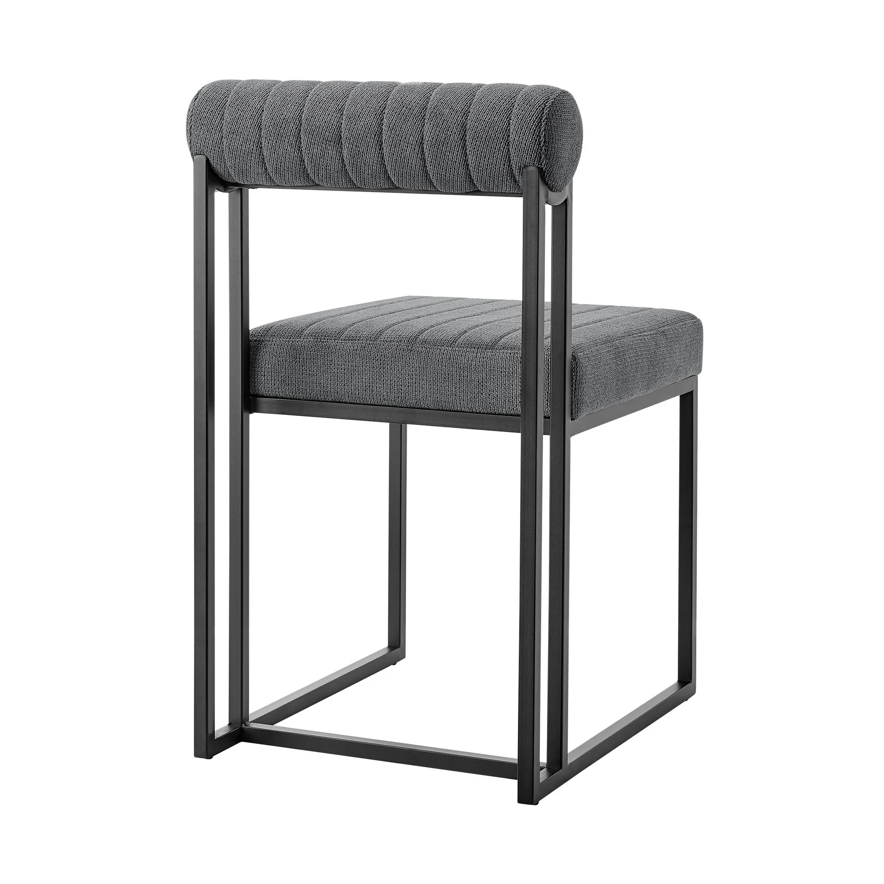 Anastasia Dining Chair with Matte Black Iron and Anchor Gray Fabric - Set of 2 - Image 4