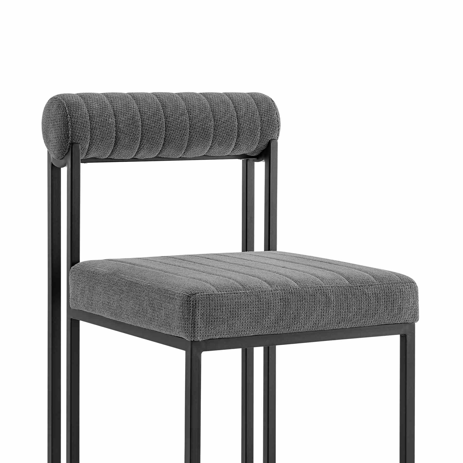 Anastasia Dining Chair with Matte Black Iron and Anchor Gray Fabric - Set of 2 - Image 5