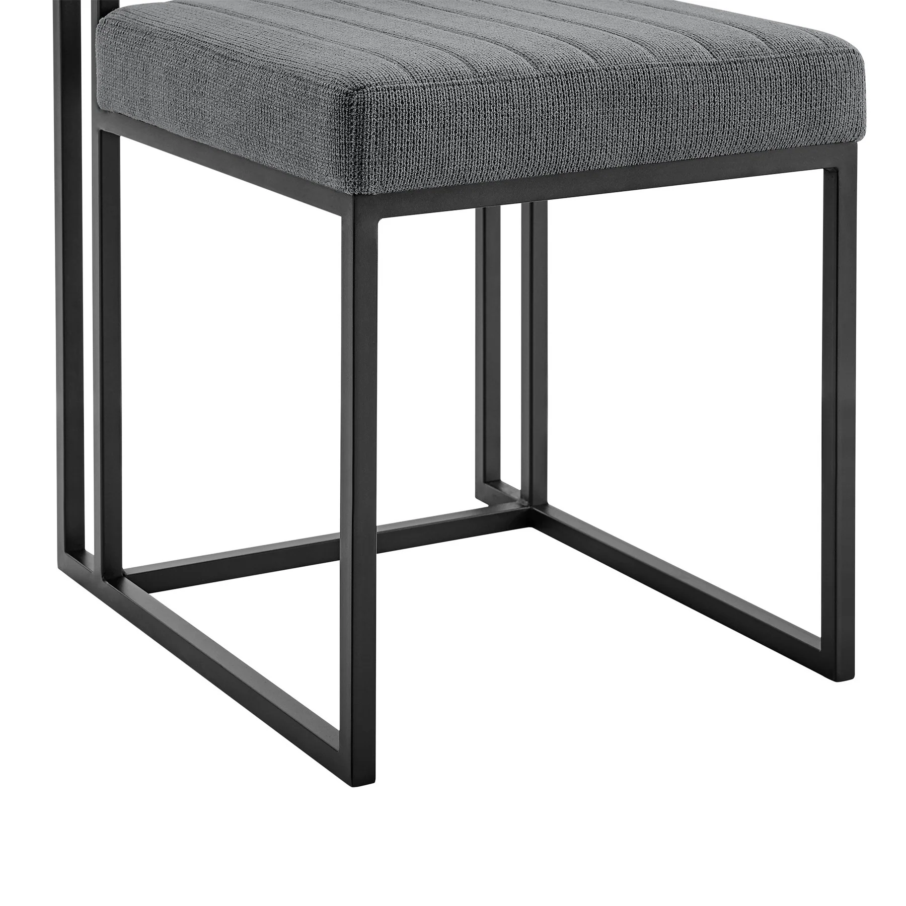 Anastasia Dining Chair with Matte Black Iron and Anchor Gray Fabric - Set of 2 - Image 9