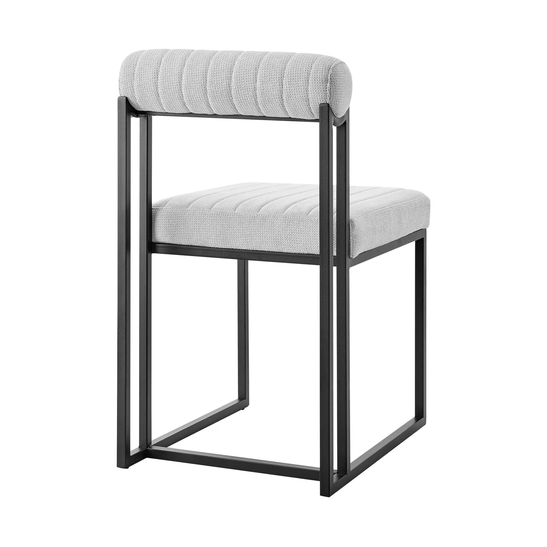 Anastasia Dining Chair with Matte Black Iron and Light Gray Fabric - Set of 2 - Image 4