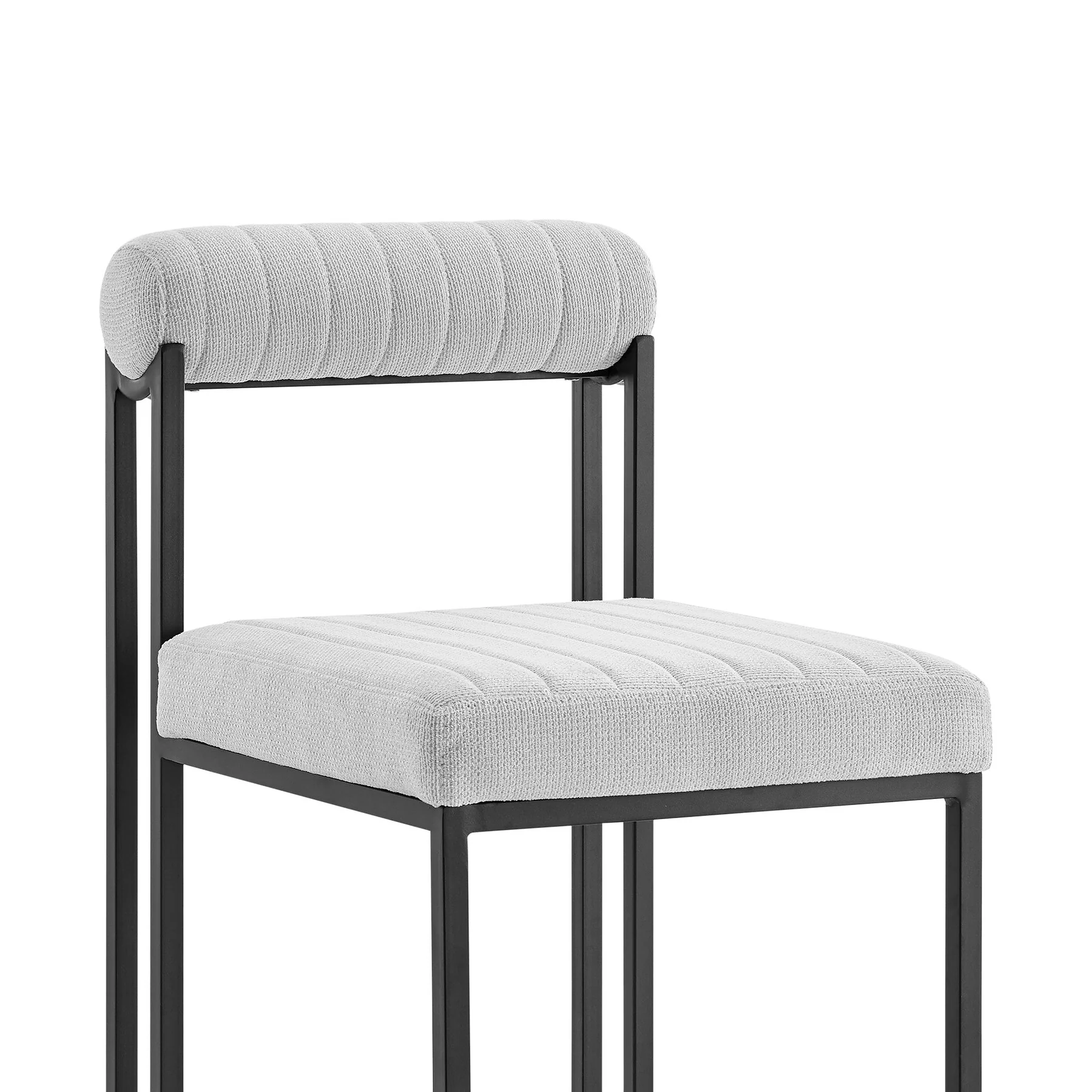 Anastasia Dining Chair with Matte Black Iron and Light Gray Fabric - Set of 2 - Image 5