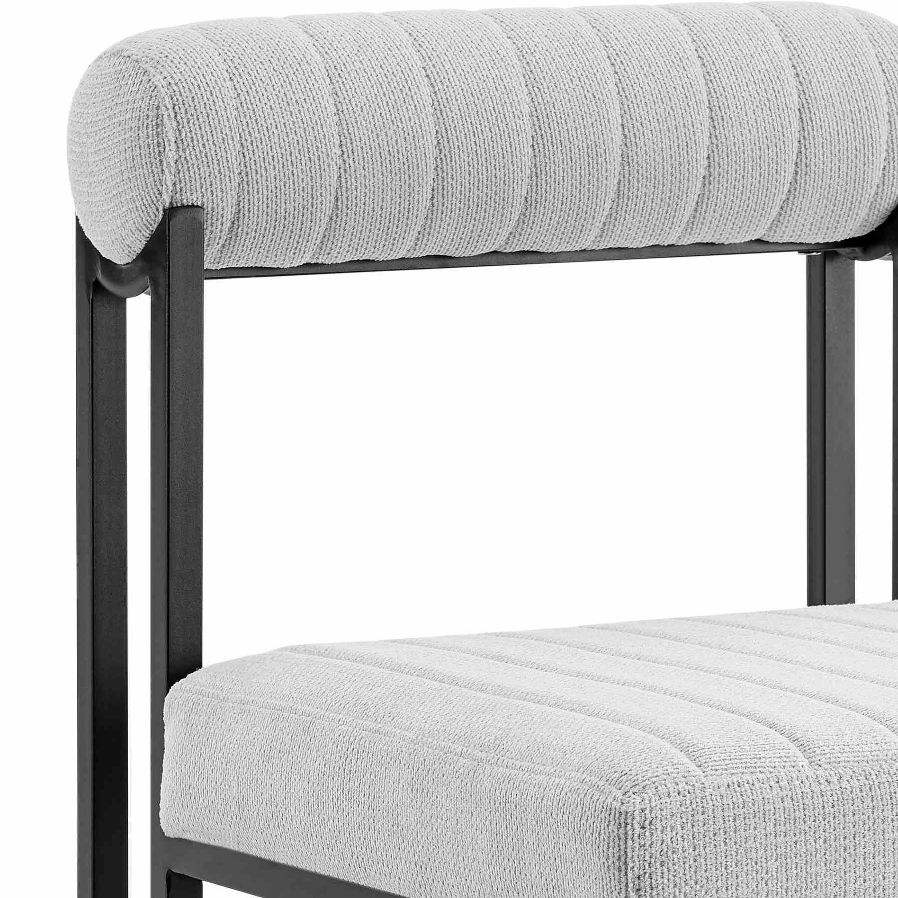 Anastasia Dining Chair with Matte Black Iron and Light Gray Fabric - Set of 2 - Image 7