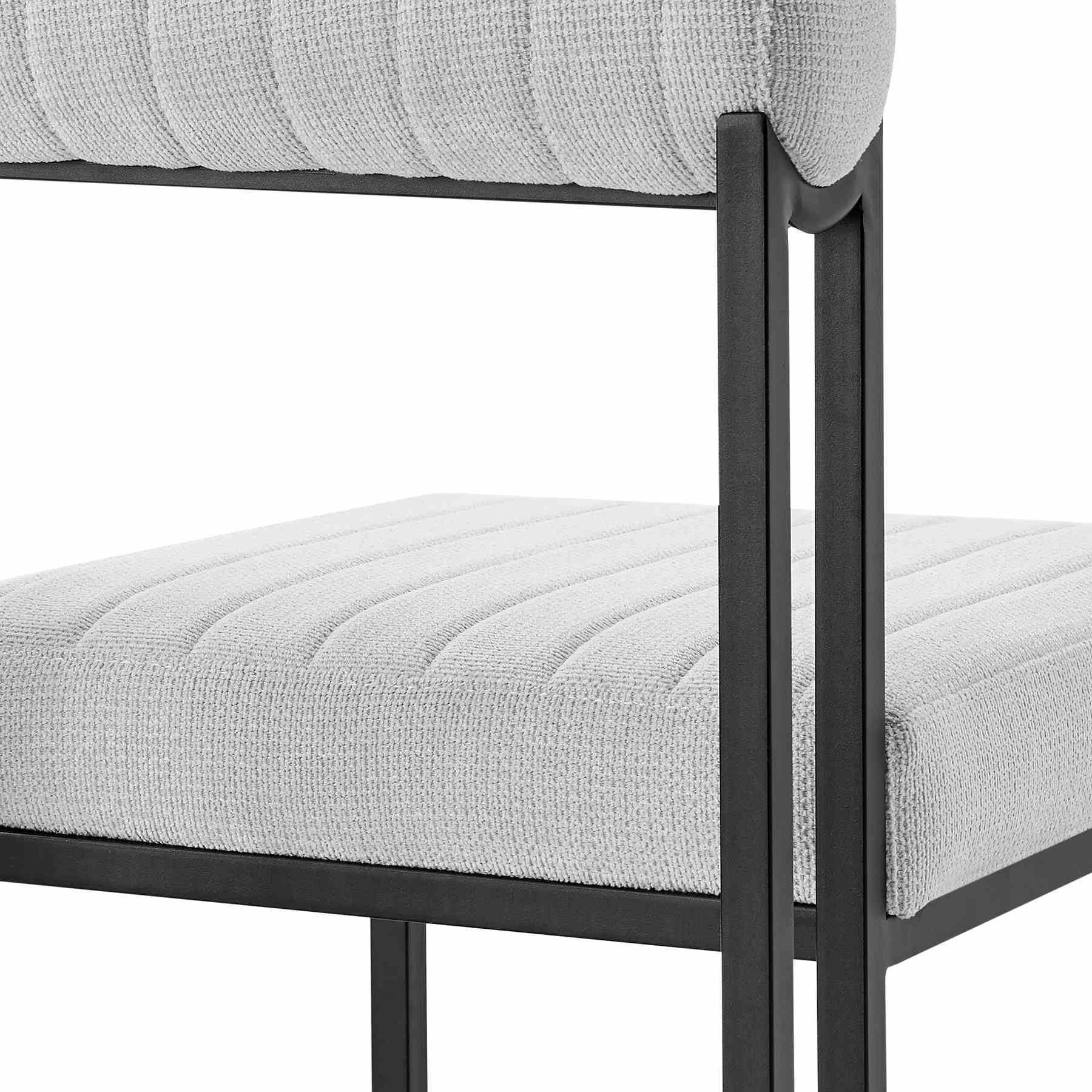 Anastasia Dining Chair with Matte Black Iron and Light Gray Fabric - Set of 2 - Image 8