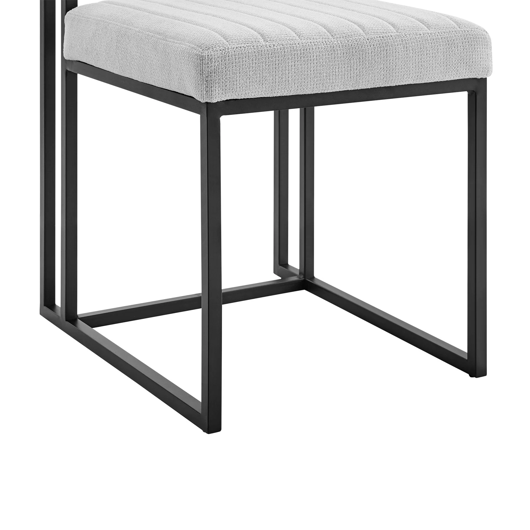 Anastasia Dining Chair with Matte Black Iron and Light Gray Fabric - Set of 2 - Image 9