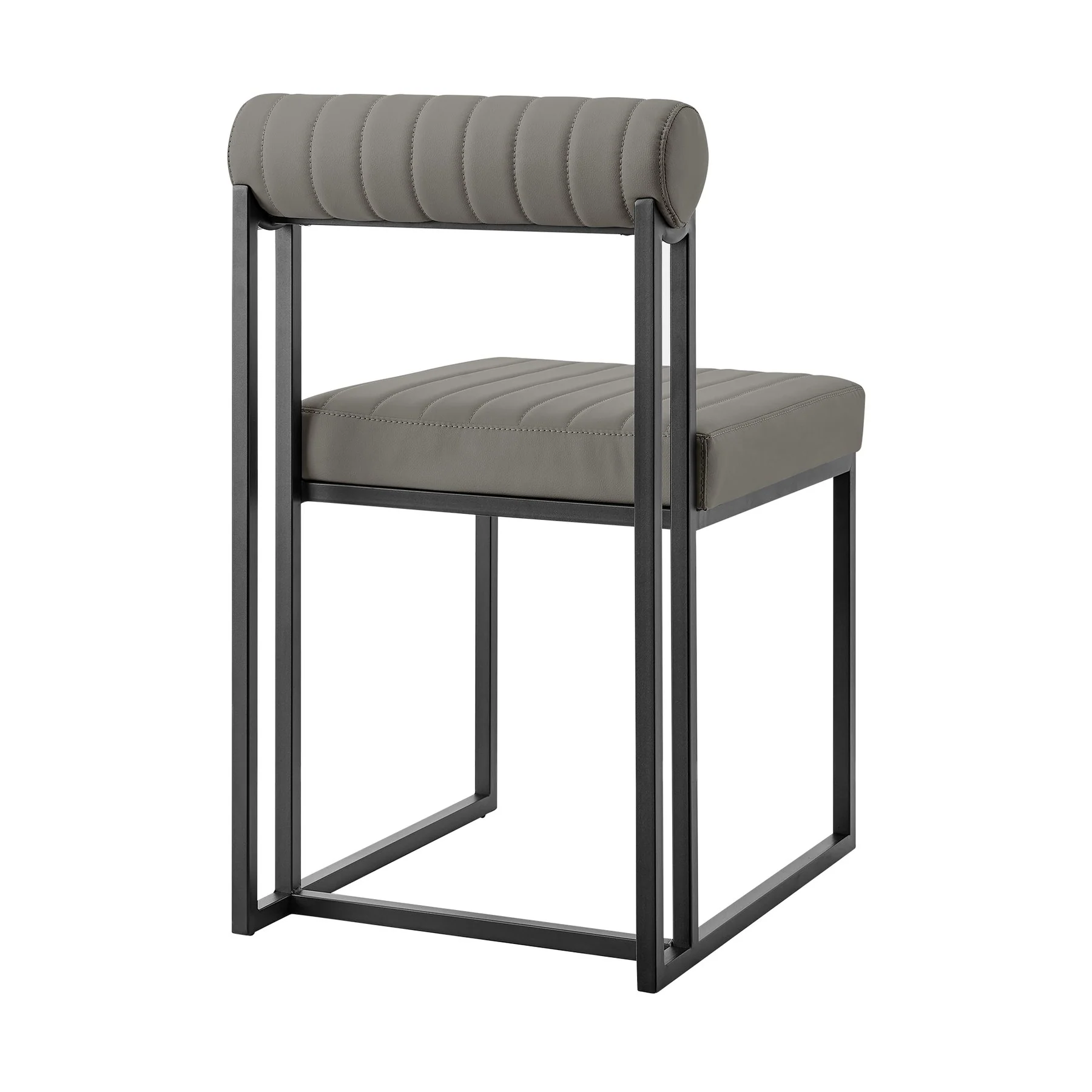 Anastasia Dining Chair with Matte Black Iron and Light Gray Faux Leather - Set of 2 - Image 4