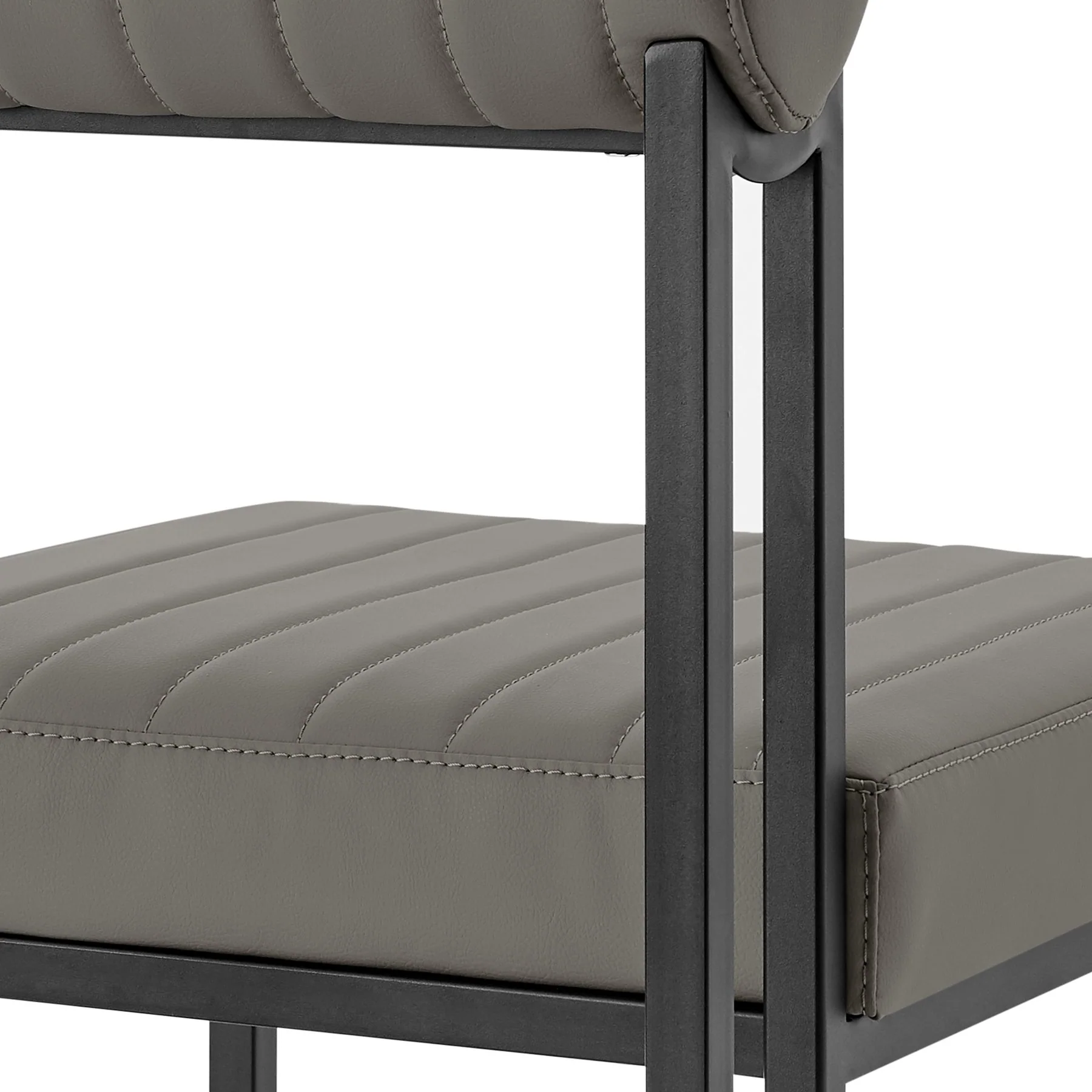 Anastasia Dining Chair with Matte Black Iron and Light Gray Faux Leather - Set of 2 - Image 8