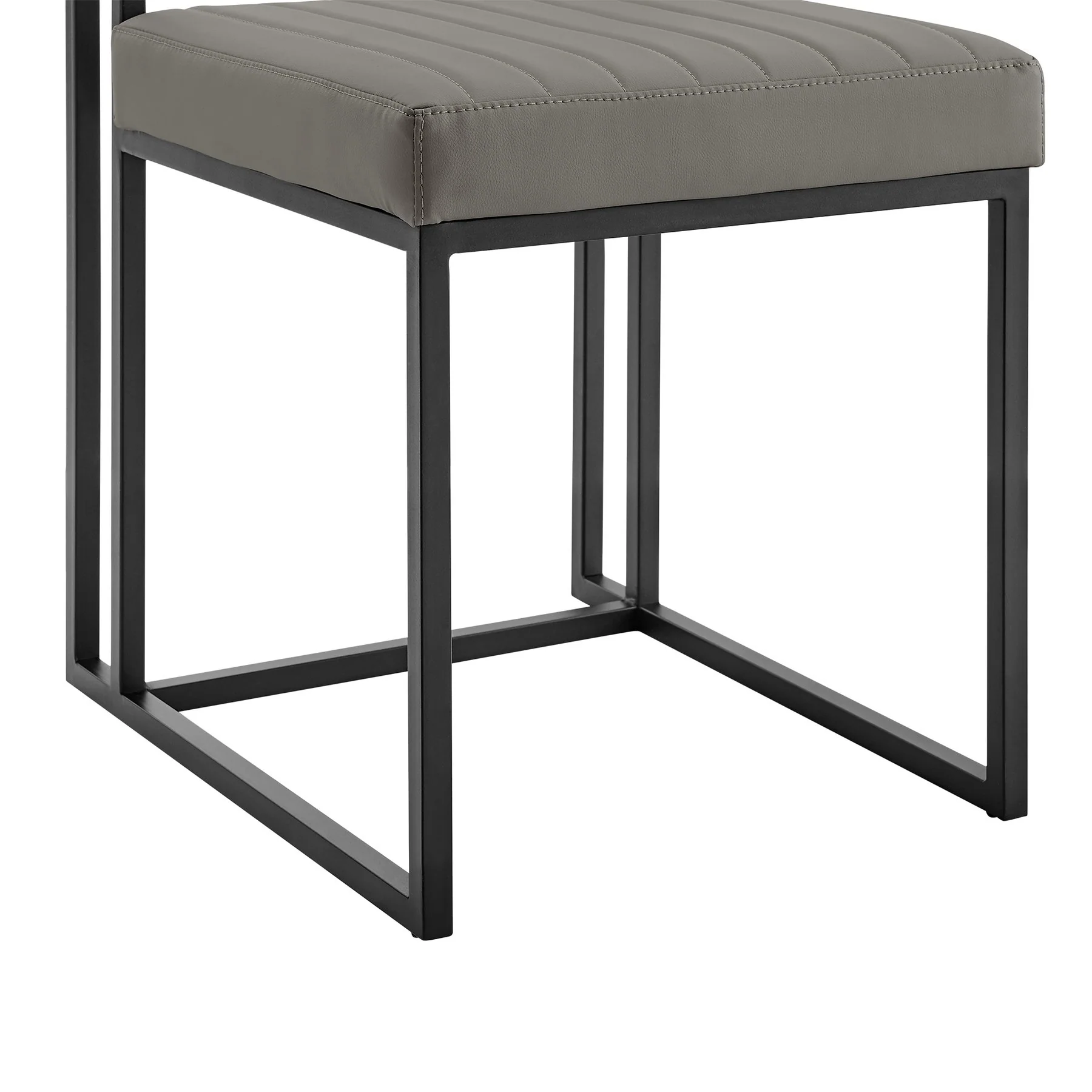 Anastasia Dining Chair with Matte Black Iron and Light Gray Faux Leather - Set of 2 - Image 9