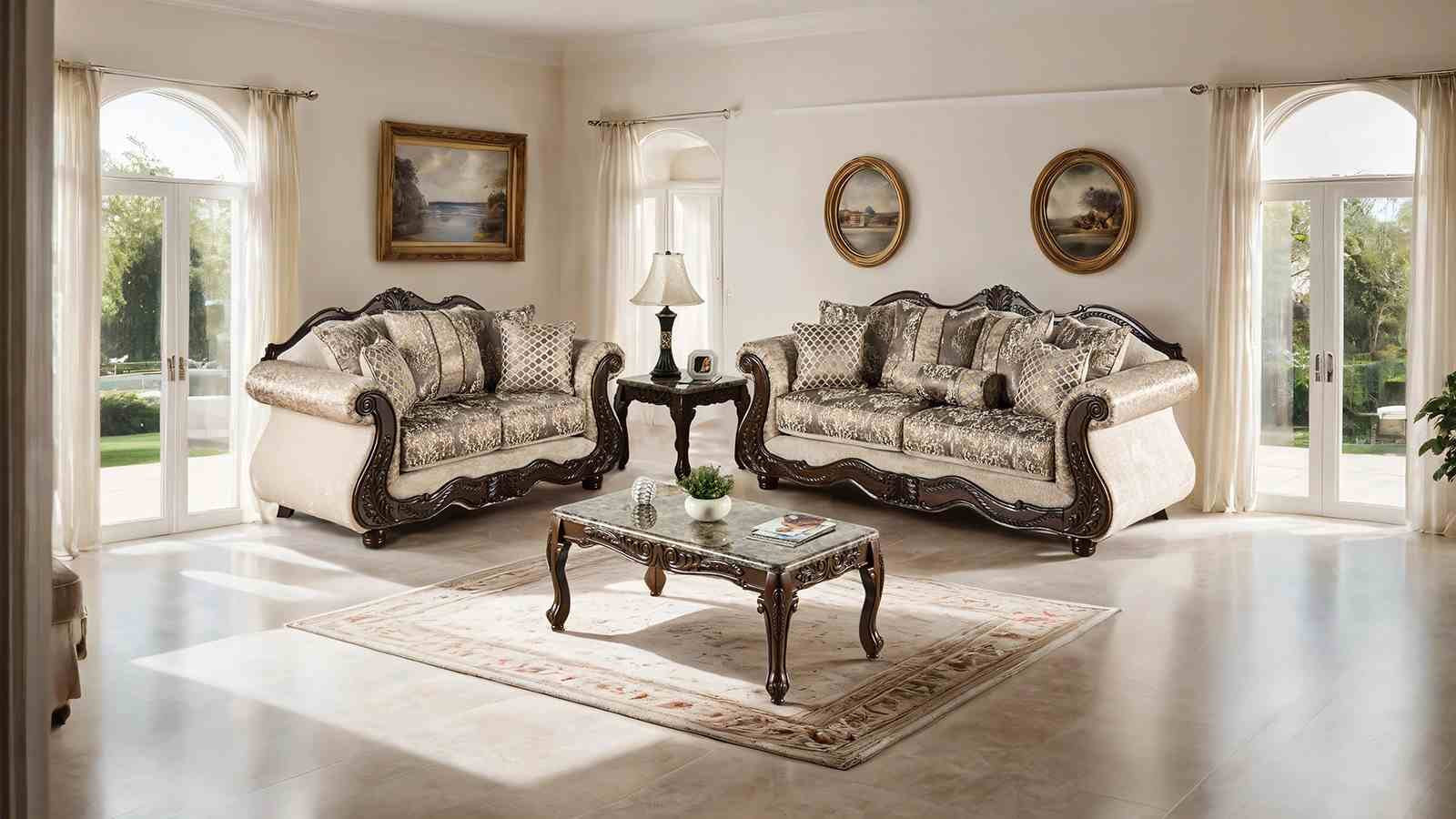 Andalusia Sofa, Light Brown/Dark Cherry - Image 2