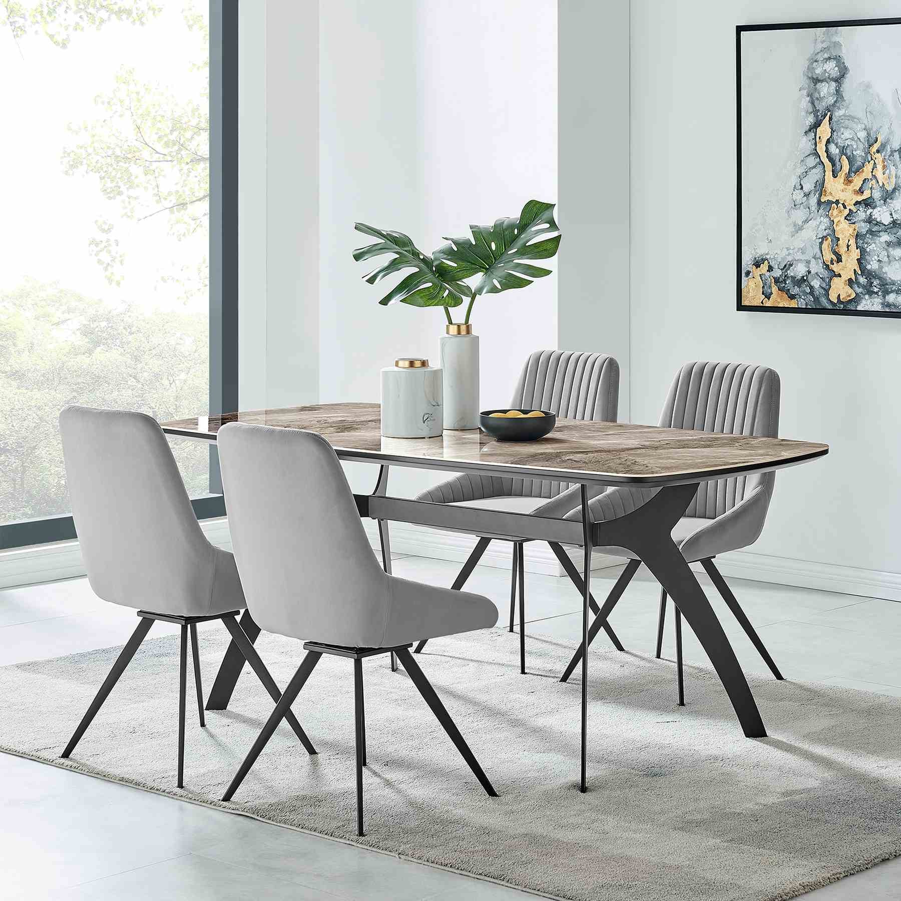 Andes and Alison Gray Fabric 5 Piece Rectangular Dining Set - Image 8