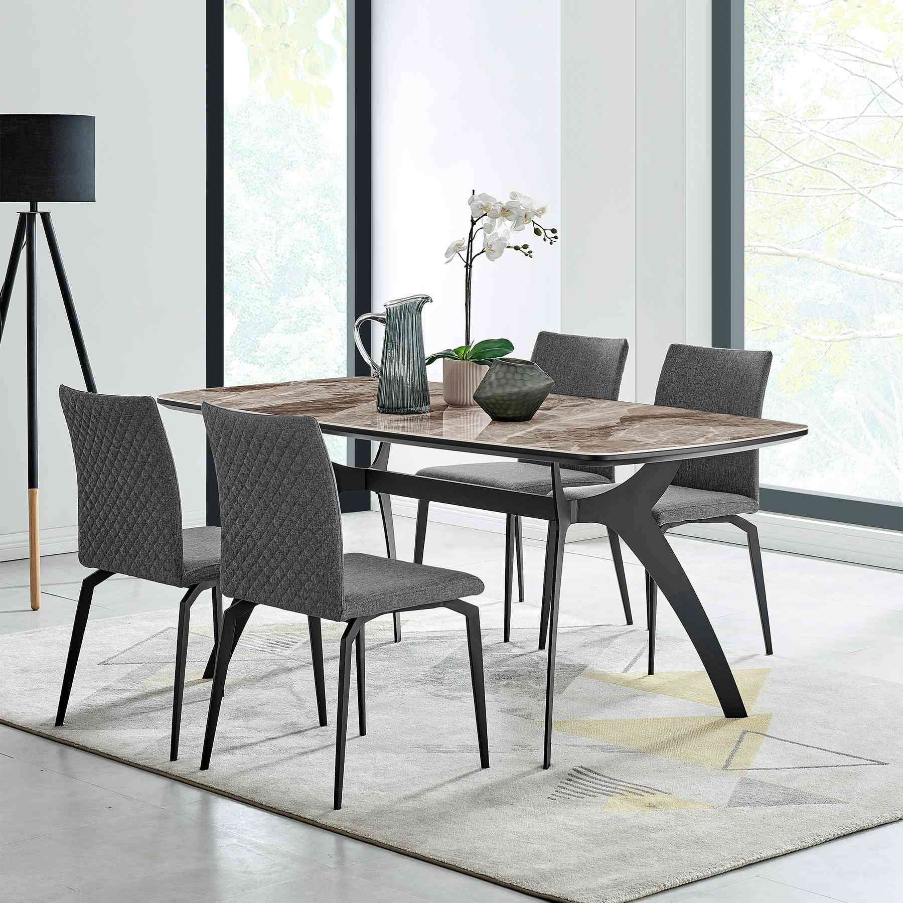 Andes and Lyon Gray Fabric 5 Piece Rectangular Dining Set - Image 8