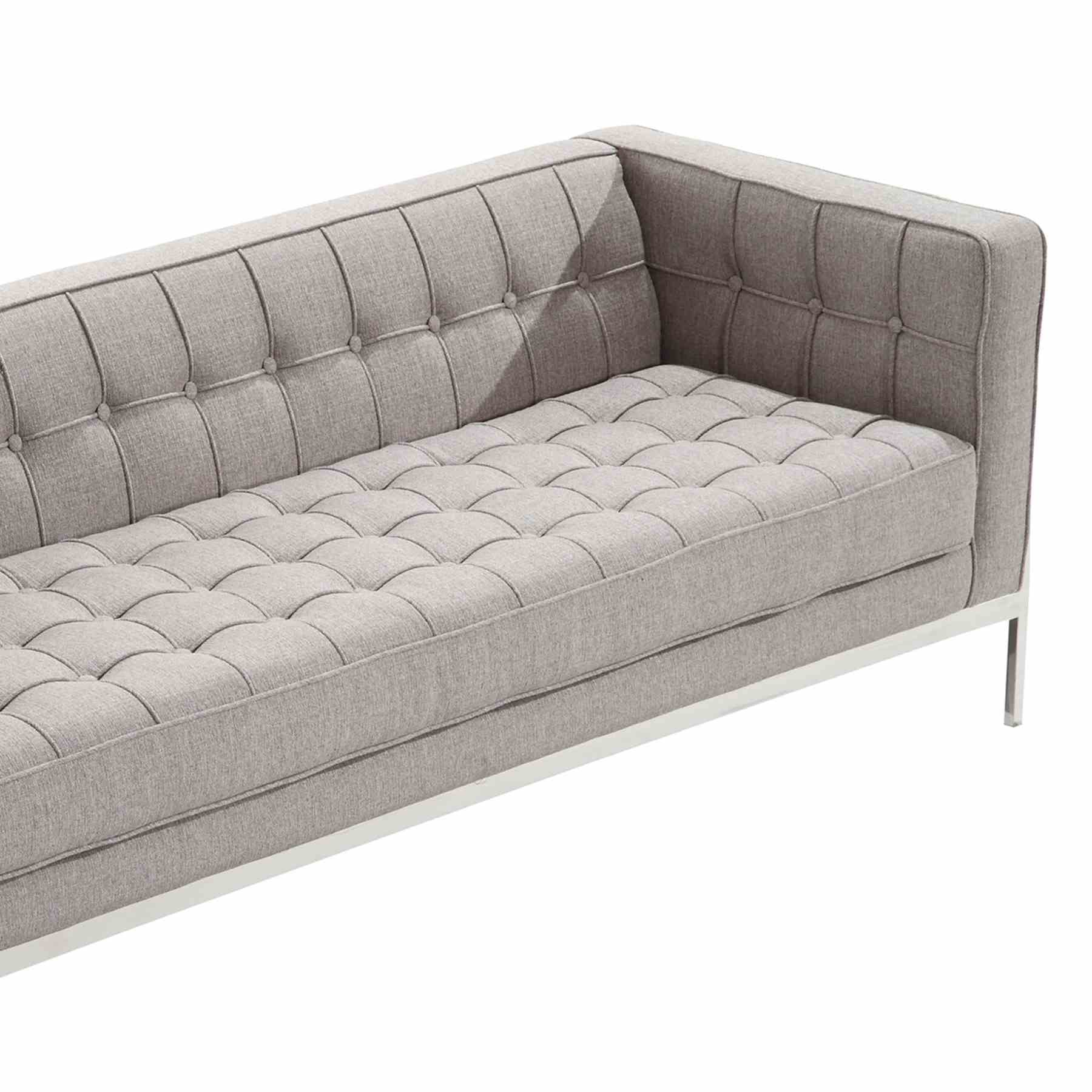 Andre Contemporary Sofa In Gray Tweed and Stainless Steel - Image 3