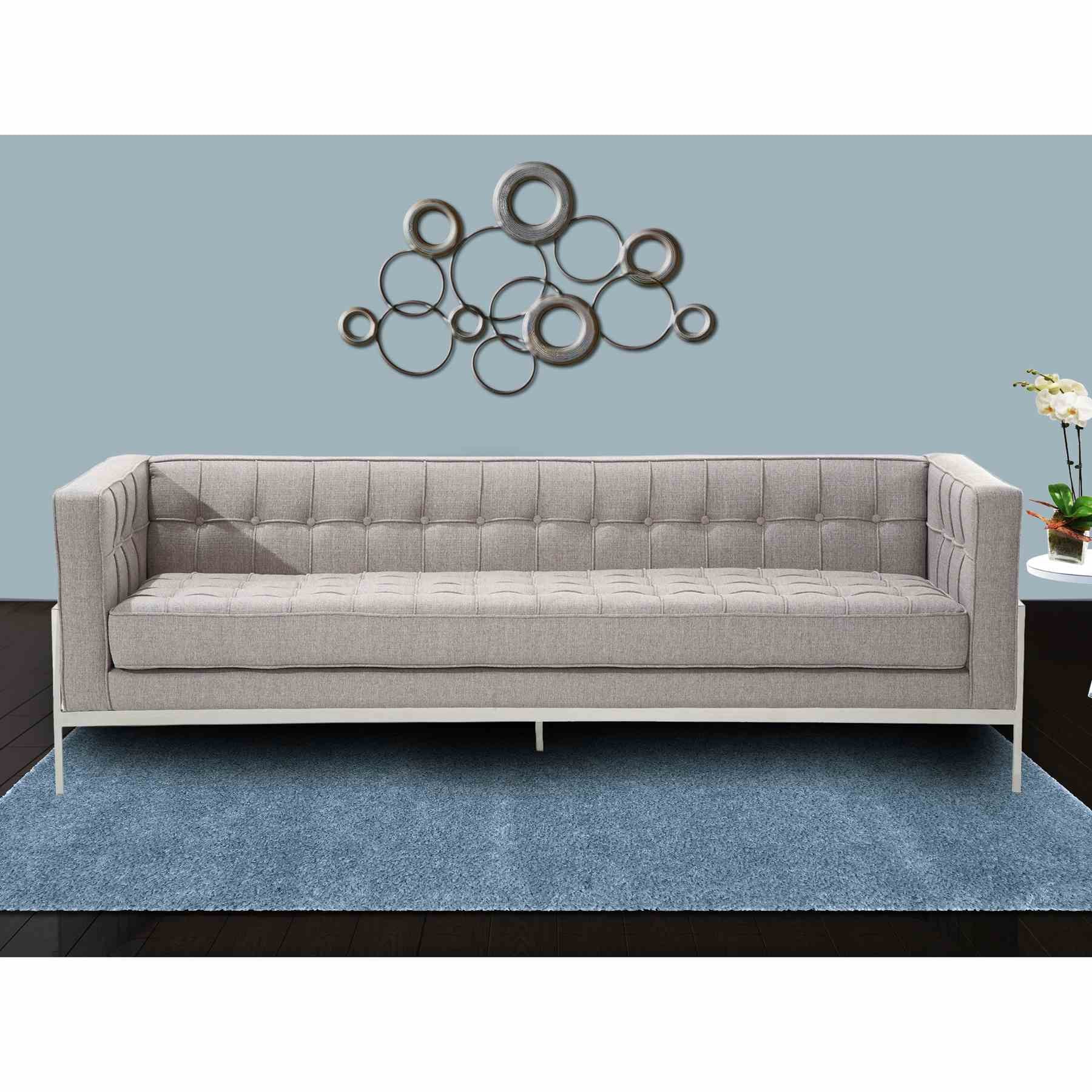 Andre Contemporary Sofa In Gray Tweed and Stainless Steel - Image 5