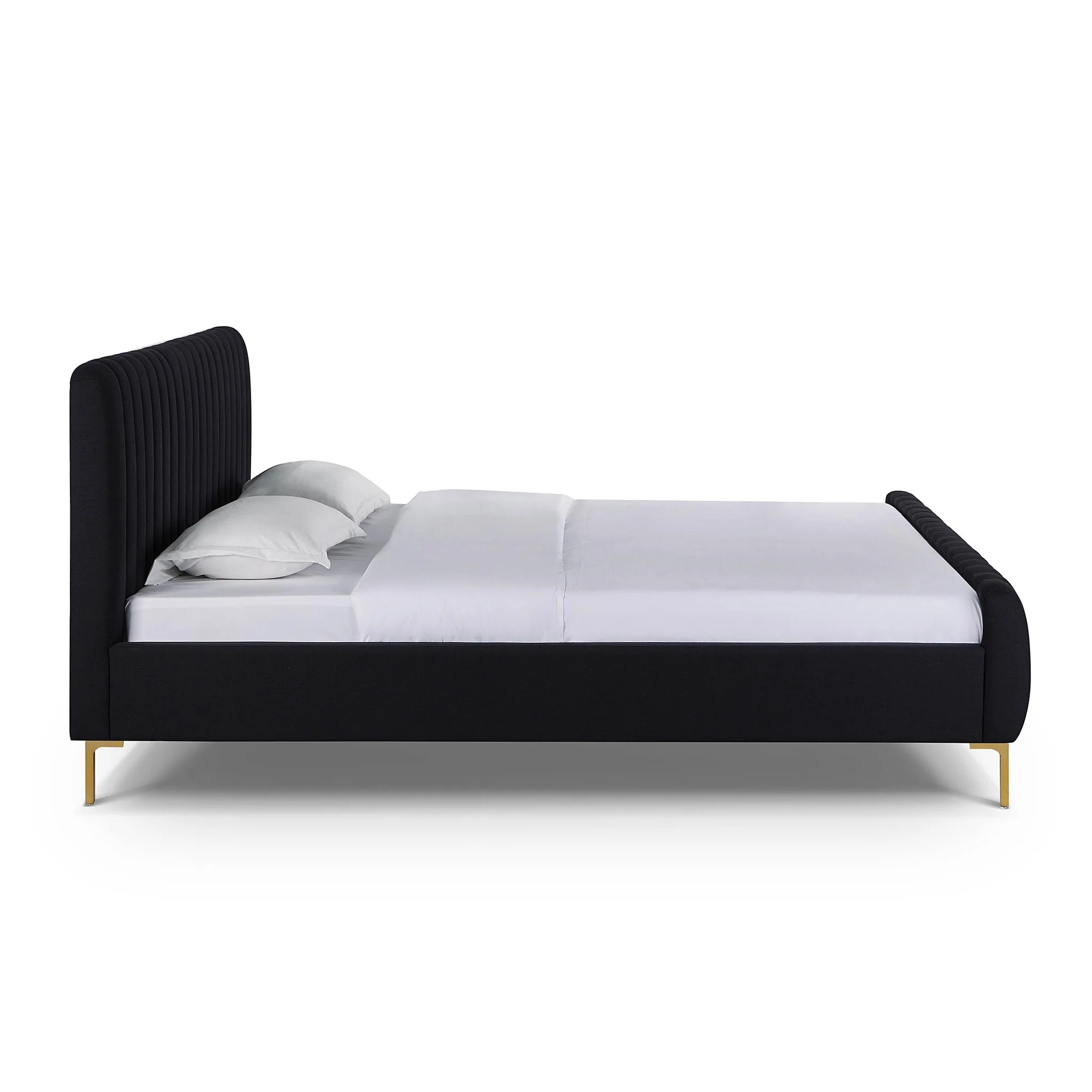 Angela Black Upcycled Linen King Bed - Image 4