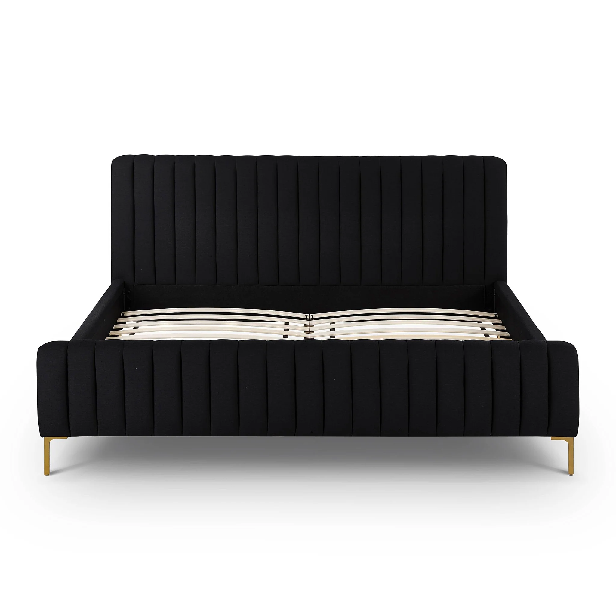 Angela Black Upcycled Linen King Bed - Image 6
