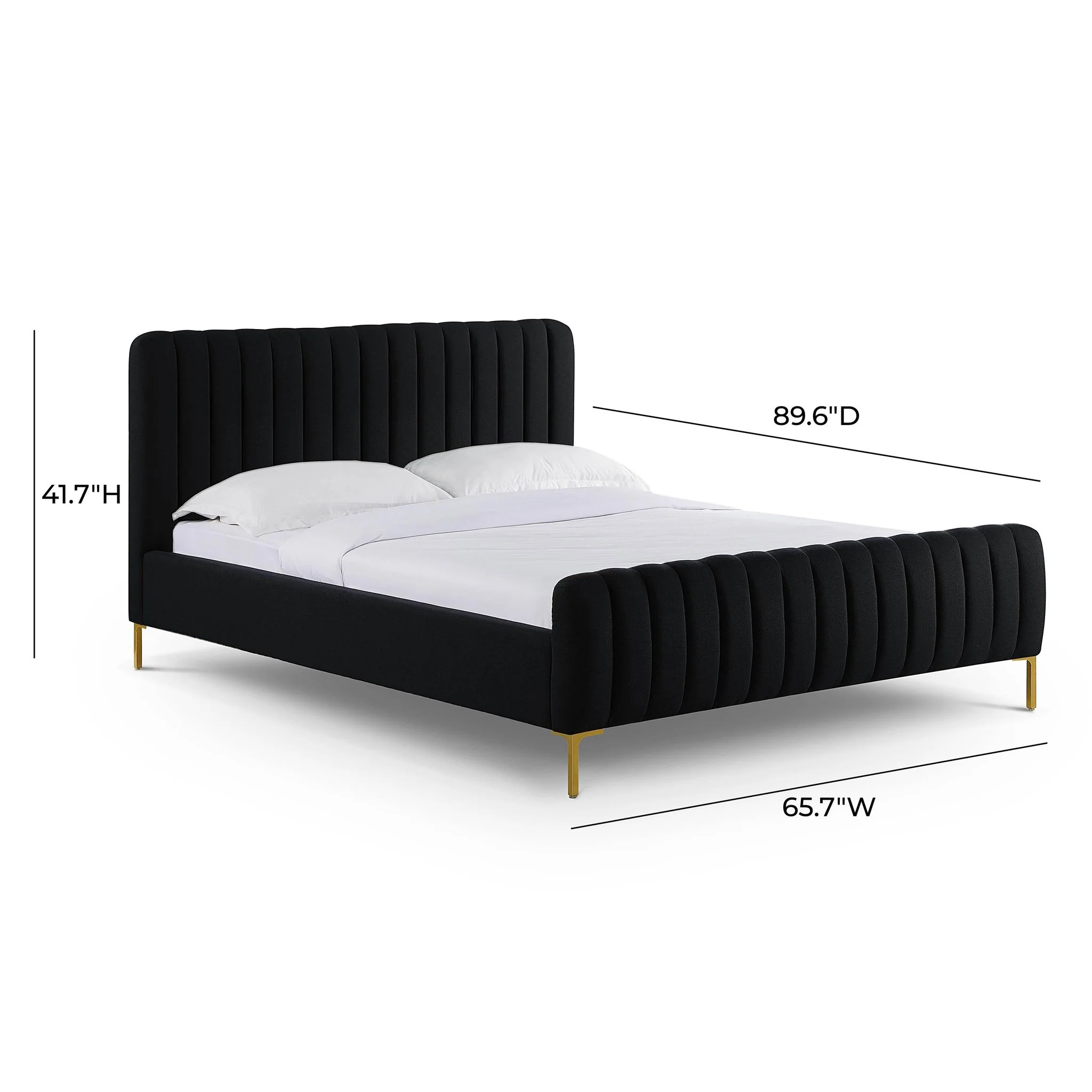 Angela Black Upcycled Linen Queen Bed - Image 10