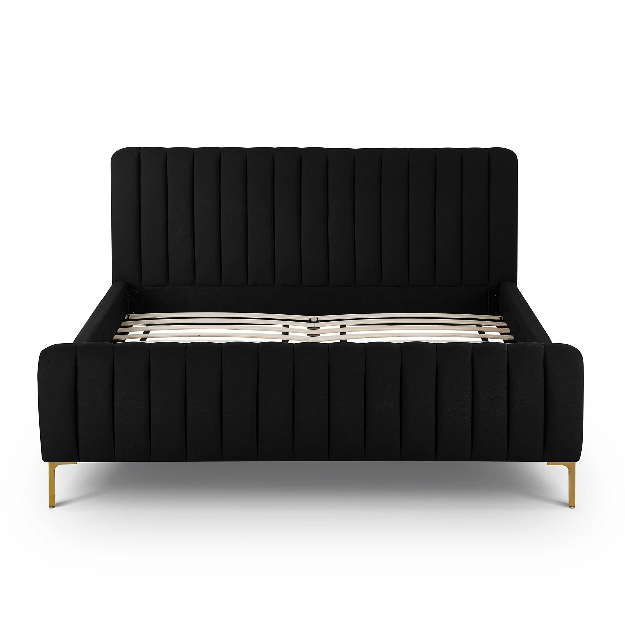Angela Black Upcycled Linen Queen Bed - Image 6