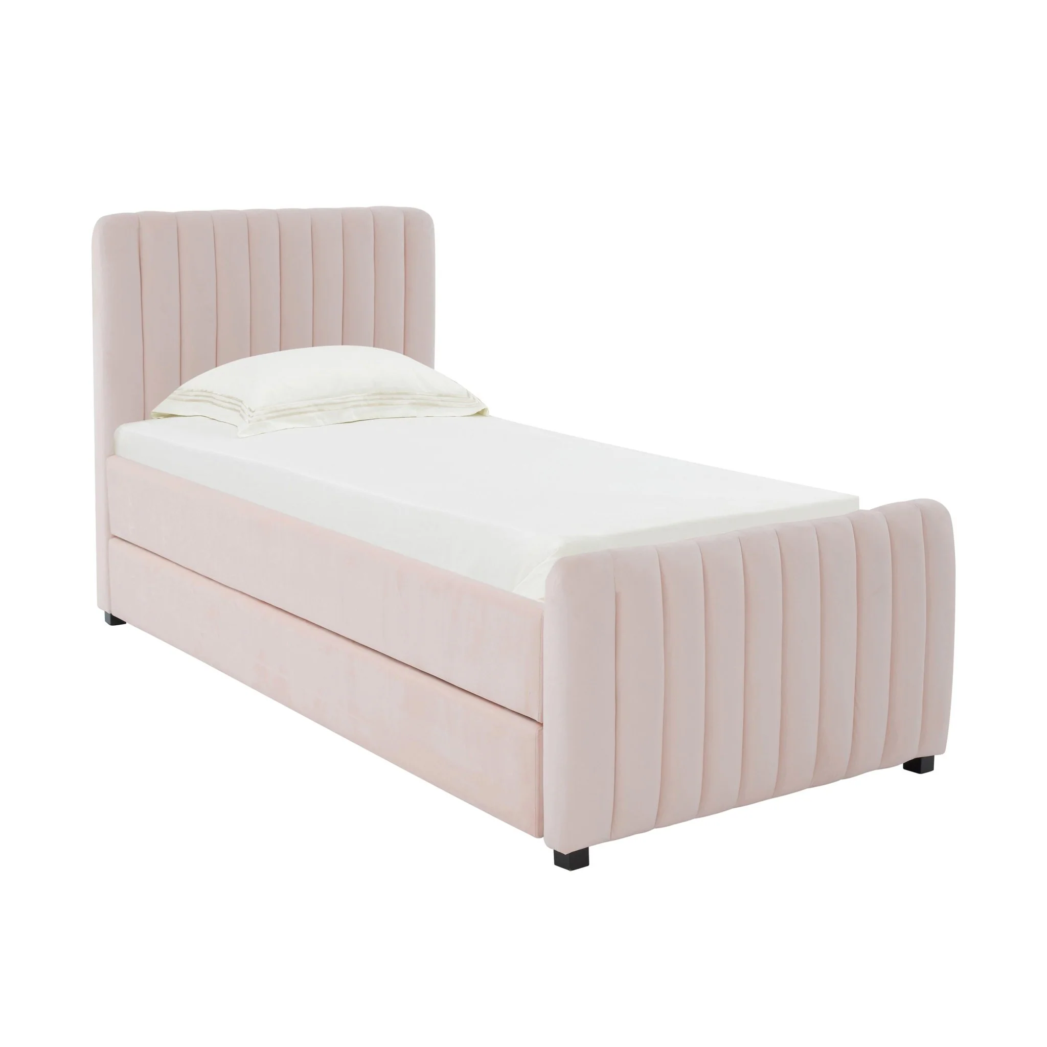 Angela Blush Velvet Trundle Bed in Twin - Image 3