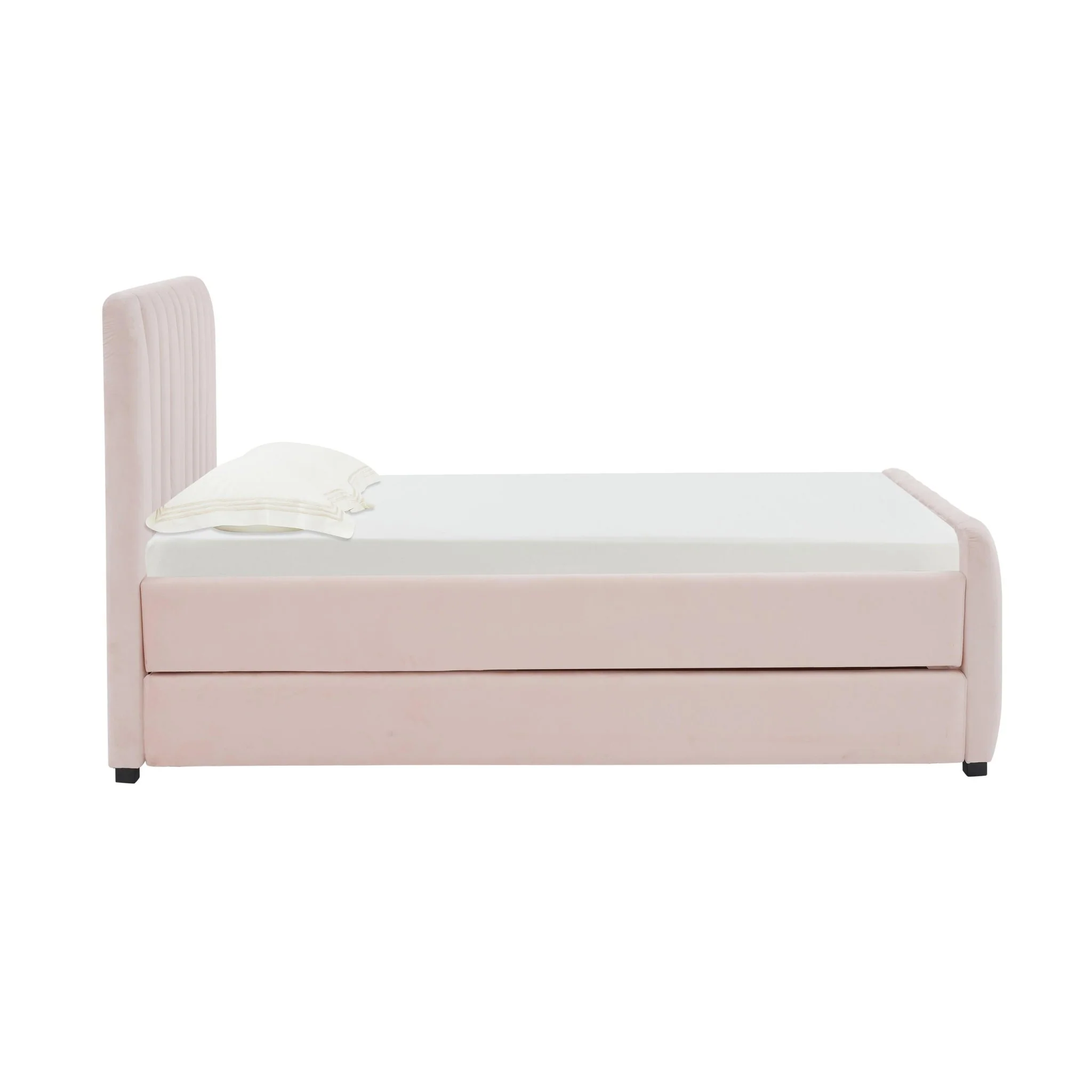 Angela Blush Velvet Trundle Bed in Twin - Image 5