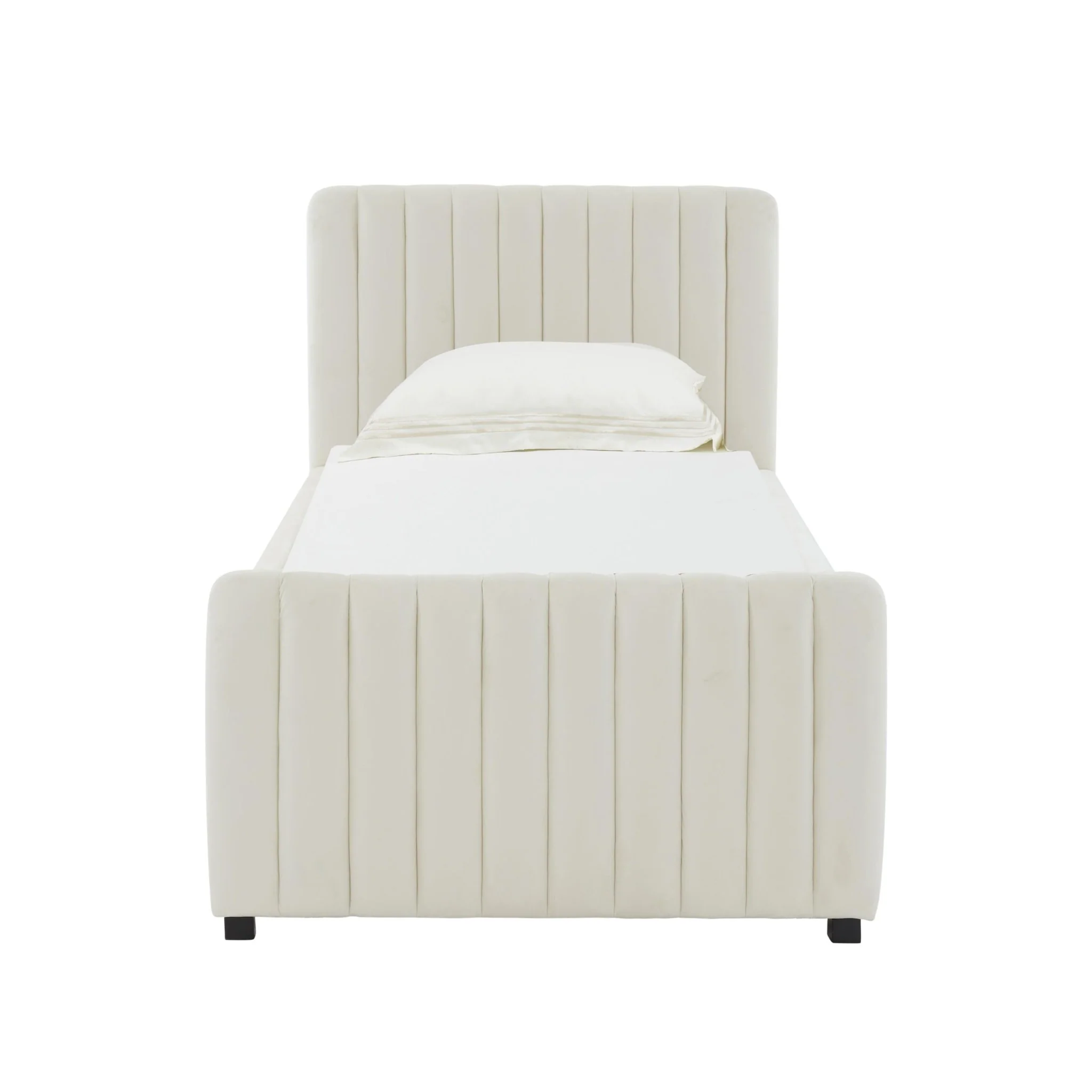 Angela Cream Velvet Trundle Bed in Twin - Image 4