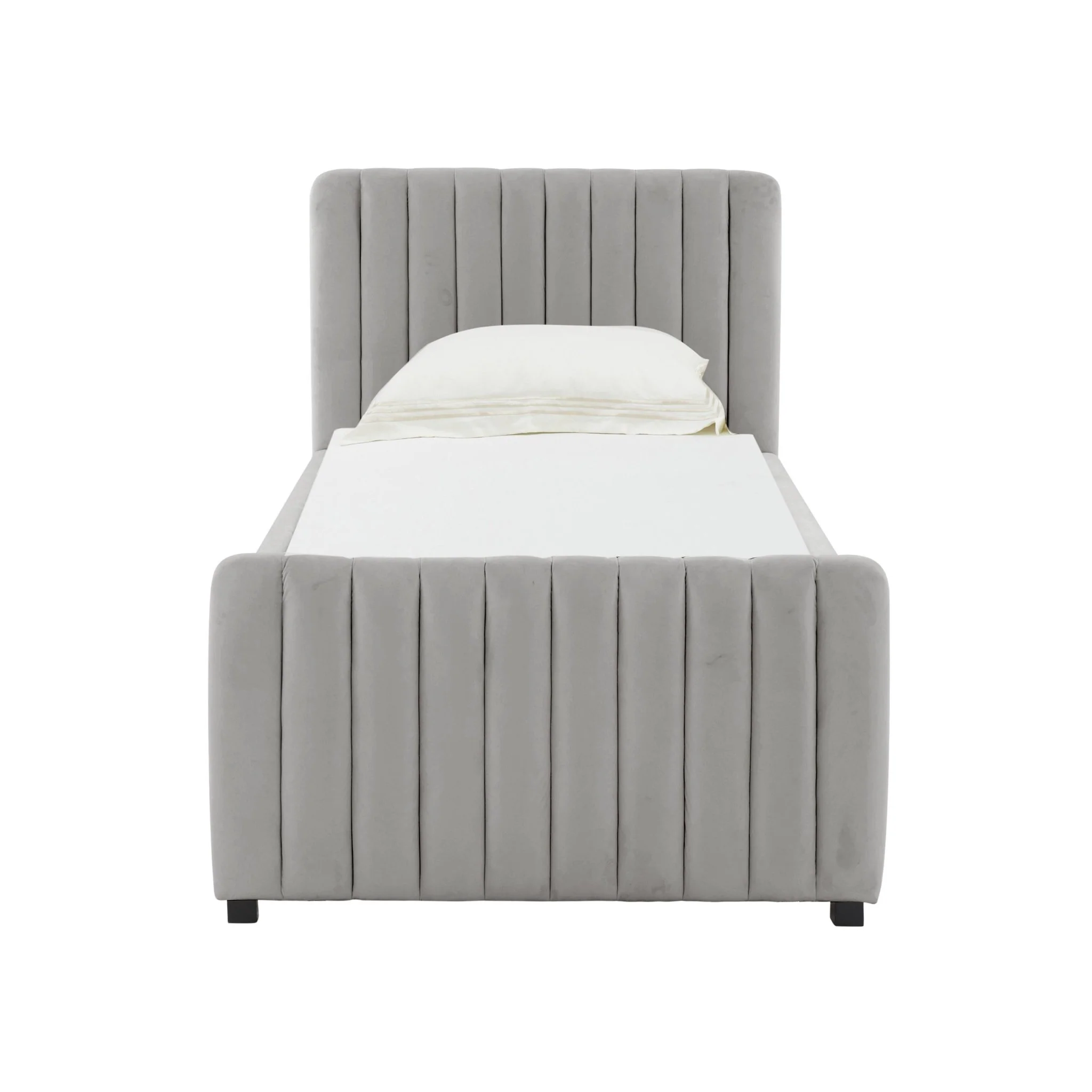 Angela Grey Velvet Trundle Bed in Twin - Image 4
