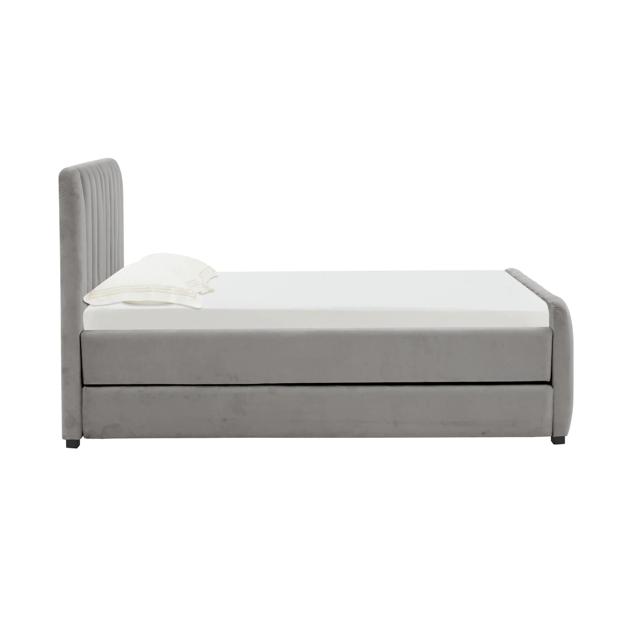 Angela Grey Velvet Trundle Bed in Twin - Image 5