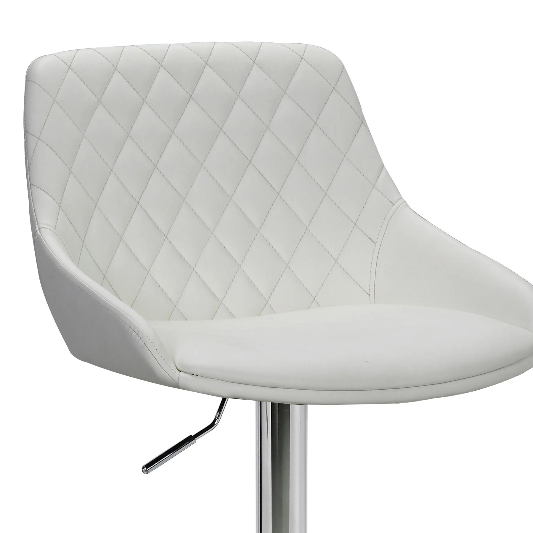 Anibal Adjustable Height Swivel White Faux Leather and Chrome Bar Stool - Image 6