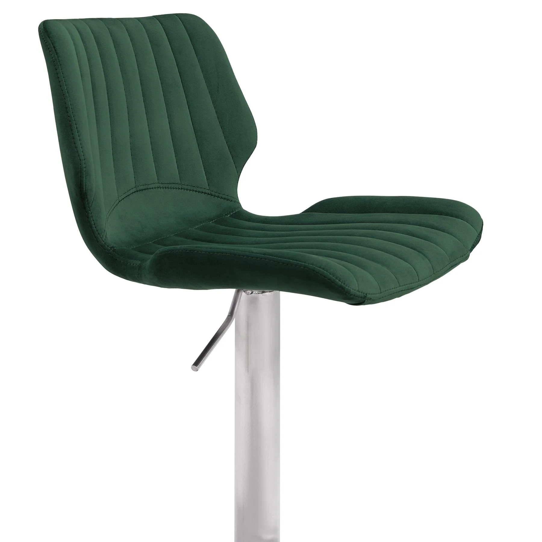 Anika Adjustable Velvet and Brushed Stainless Steel Bar and Counter Stool in Green - Image 4