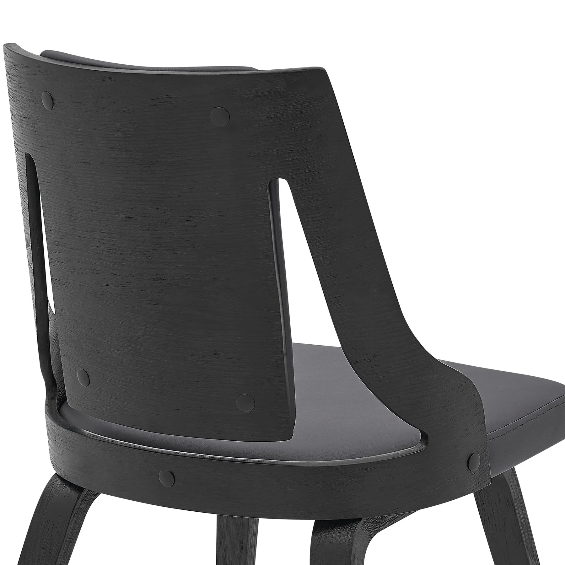 Aniston Gray Faux Leather and Black Wood Dining Chairs - Set of 2 - Image 7