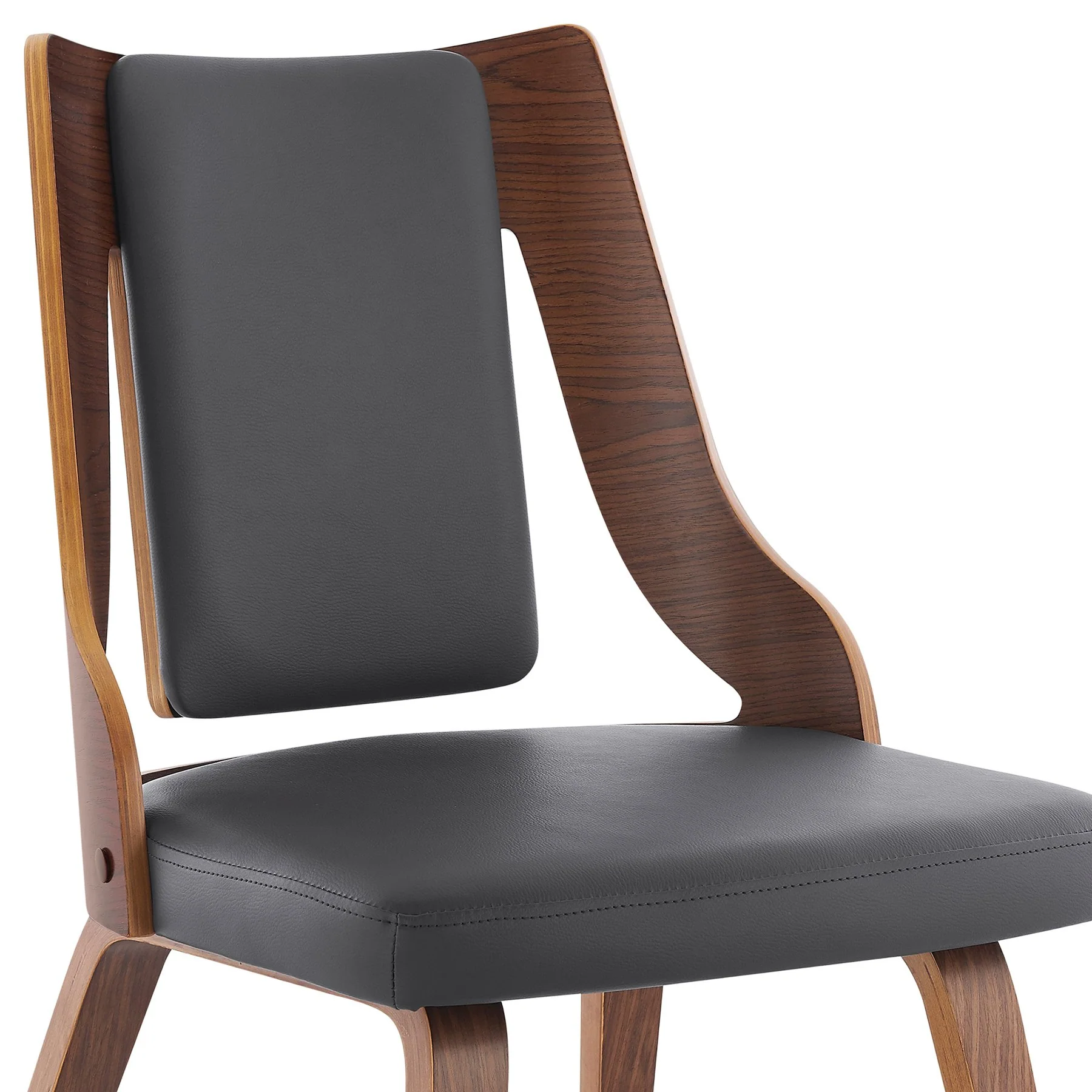 Aniston Gray Faux Leather and Walnut Wood Dining Chairs - Set of 2 - Image 5