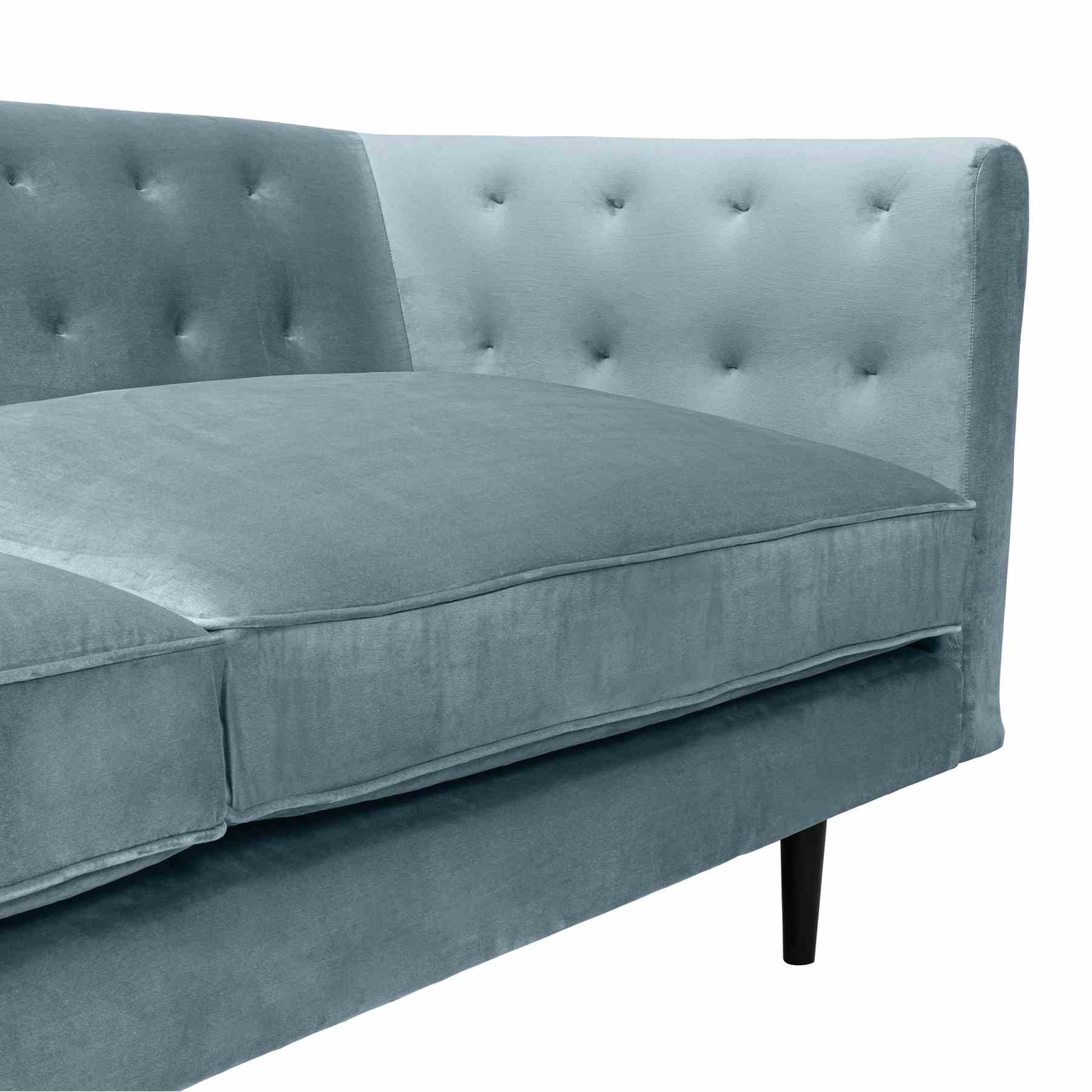Annabelle 80" Bluestone Velvet Sofa with Black Wood Legs - Image 6