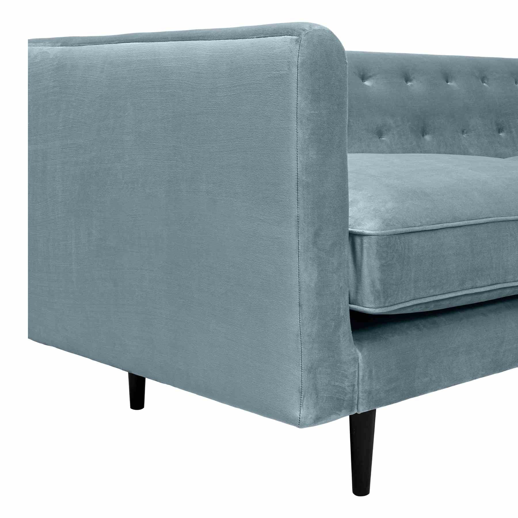 Annabelle 80" Bluestone Velvet Sofa with Black Wood Legs - Image 7