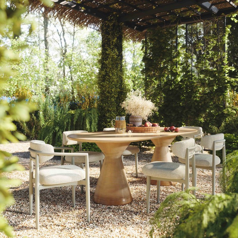 Annika Cream Textured Outdoor Dining Side Chair - Image 2