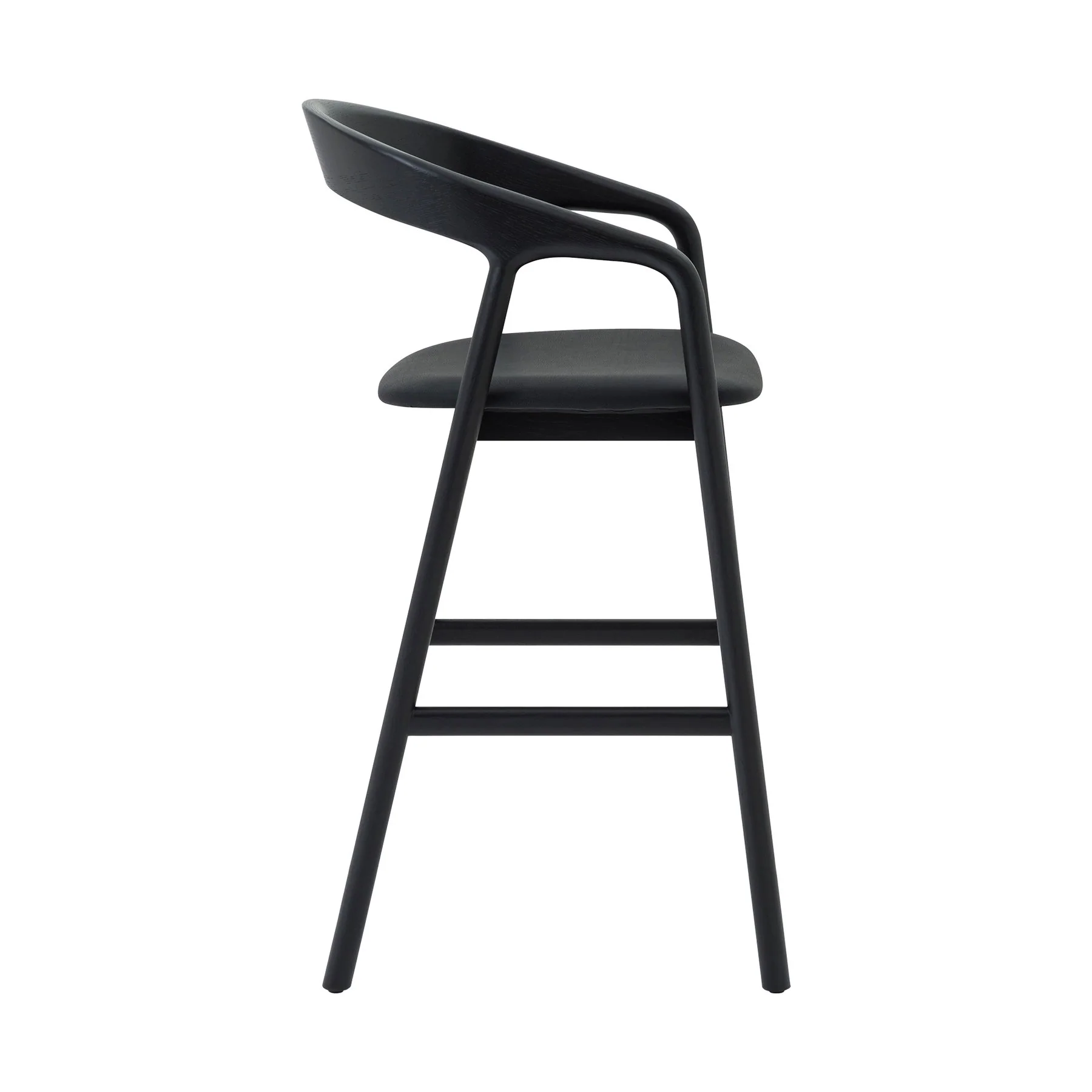 Apache Black Oak Wood and Faux Leather Bar Stool - Image 3