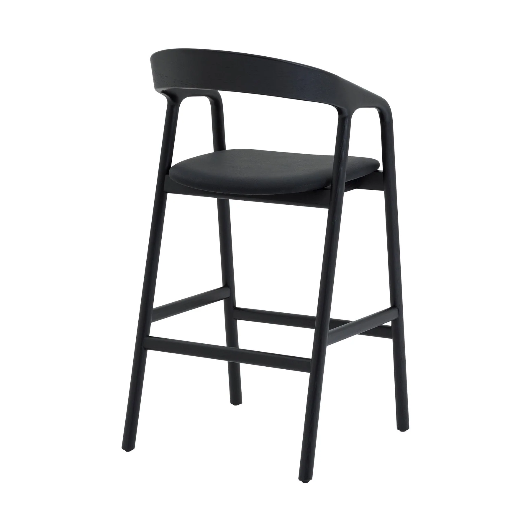 Apache Black Oak Wood and Faux Leather Bar Stool - Image 4