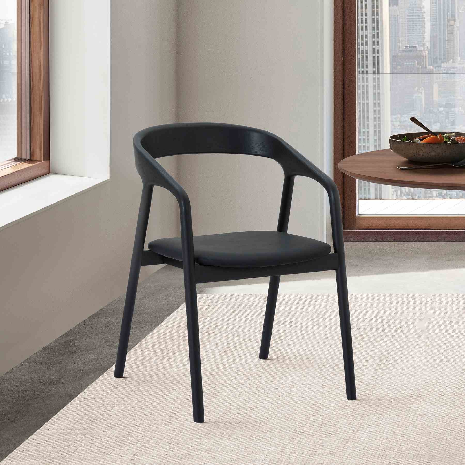 Apache Black Oak Wood and Faux Leather Dining Chair - Image 10