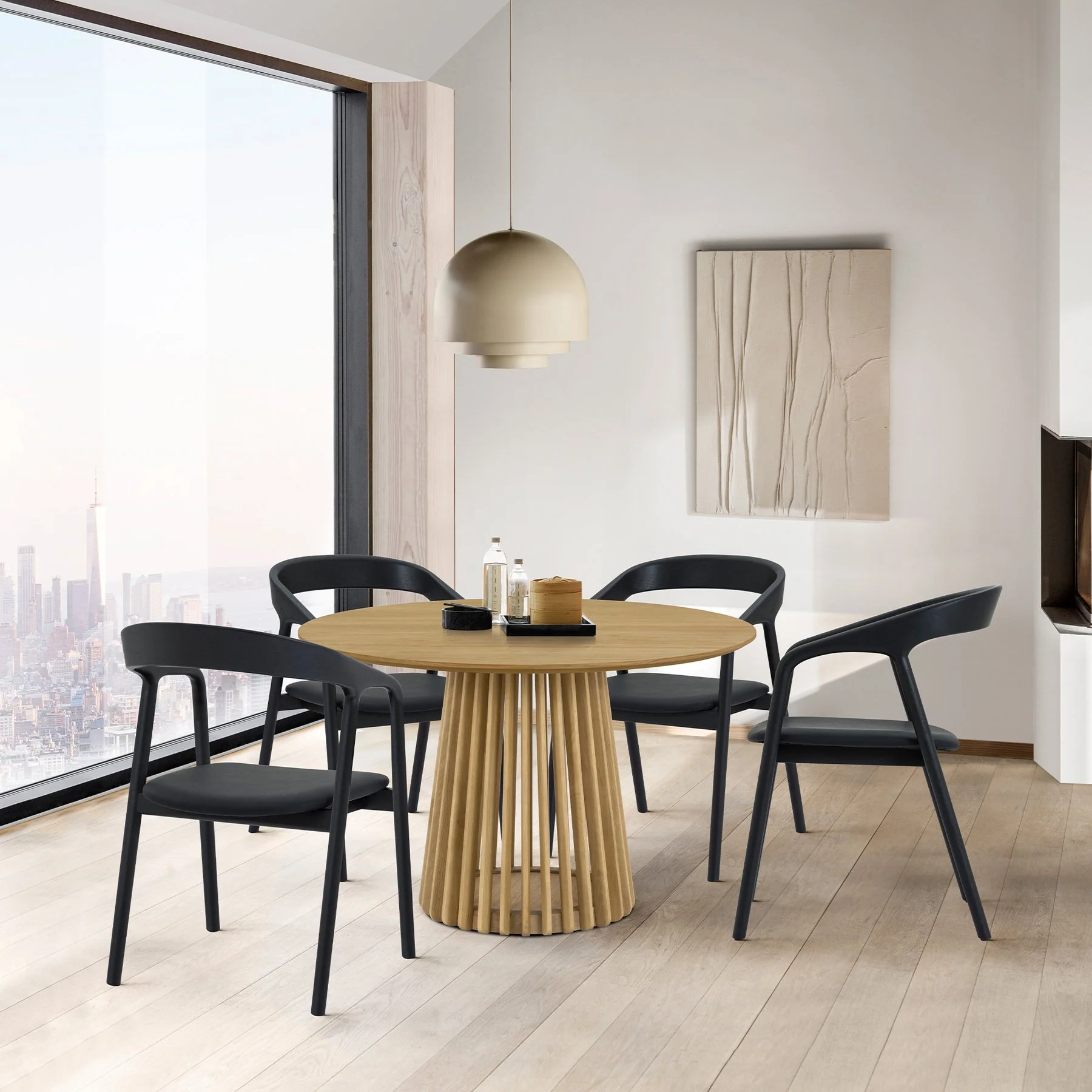 Apache Black Oak Wood and Faux Leather Dining Chair - Image 11