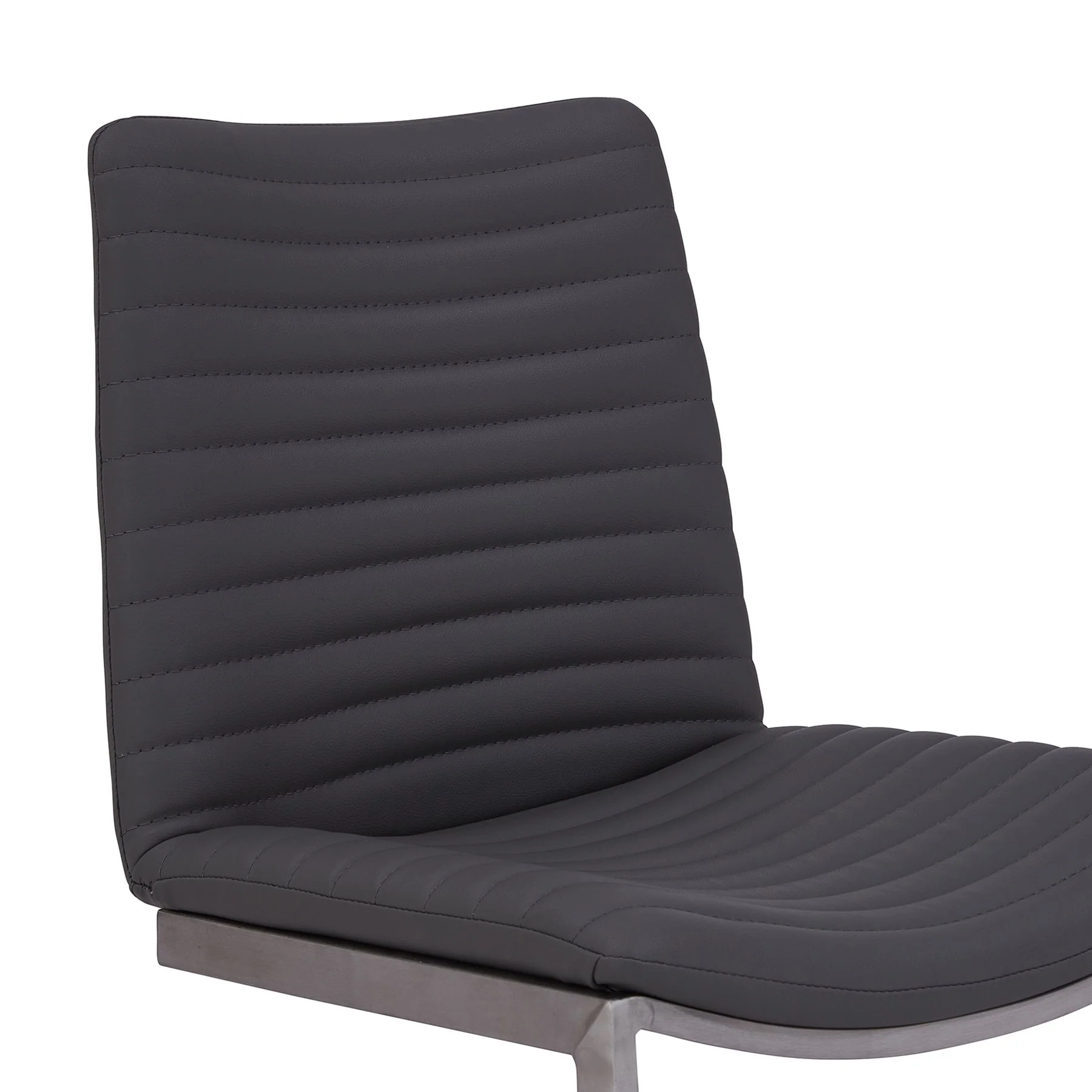 April Contemporary Dining Chair in Brushed Stainless Steel Finish and Gray Faux Leather - Set of 2 - Image 4
