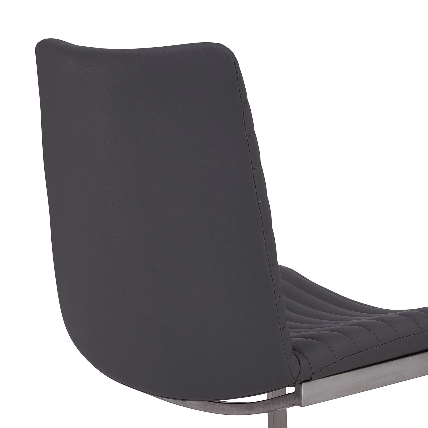 April Contemporary Dining Chair in Brushed Stainless Steel Finish and Gray Faux Leather - Set of 2 - Image 5