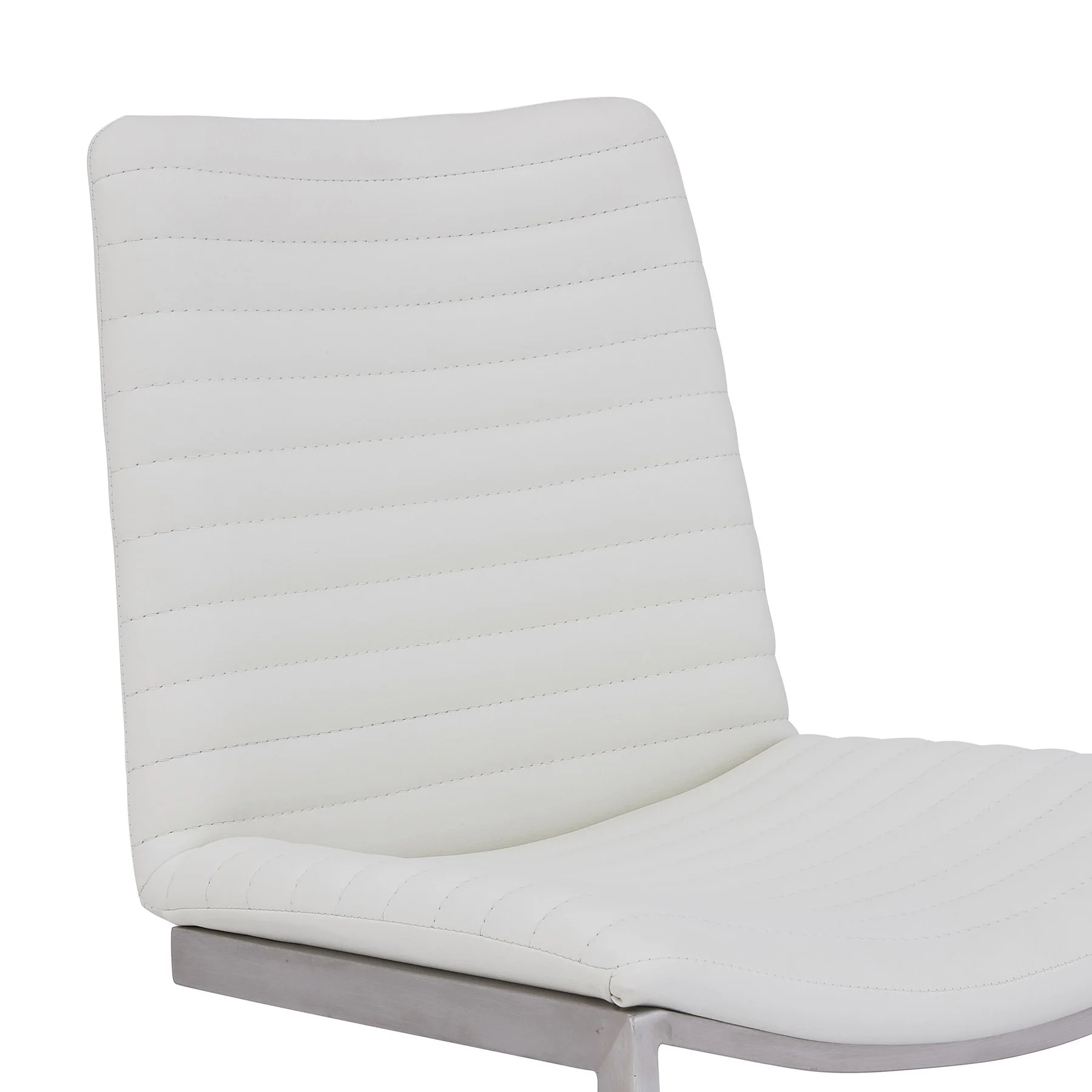 April Contemporary Dining Chair in Brushed Stainless Steel Finish and White Faux Leather - Set of 2 - Image 2