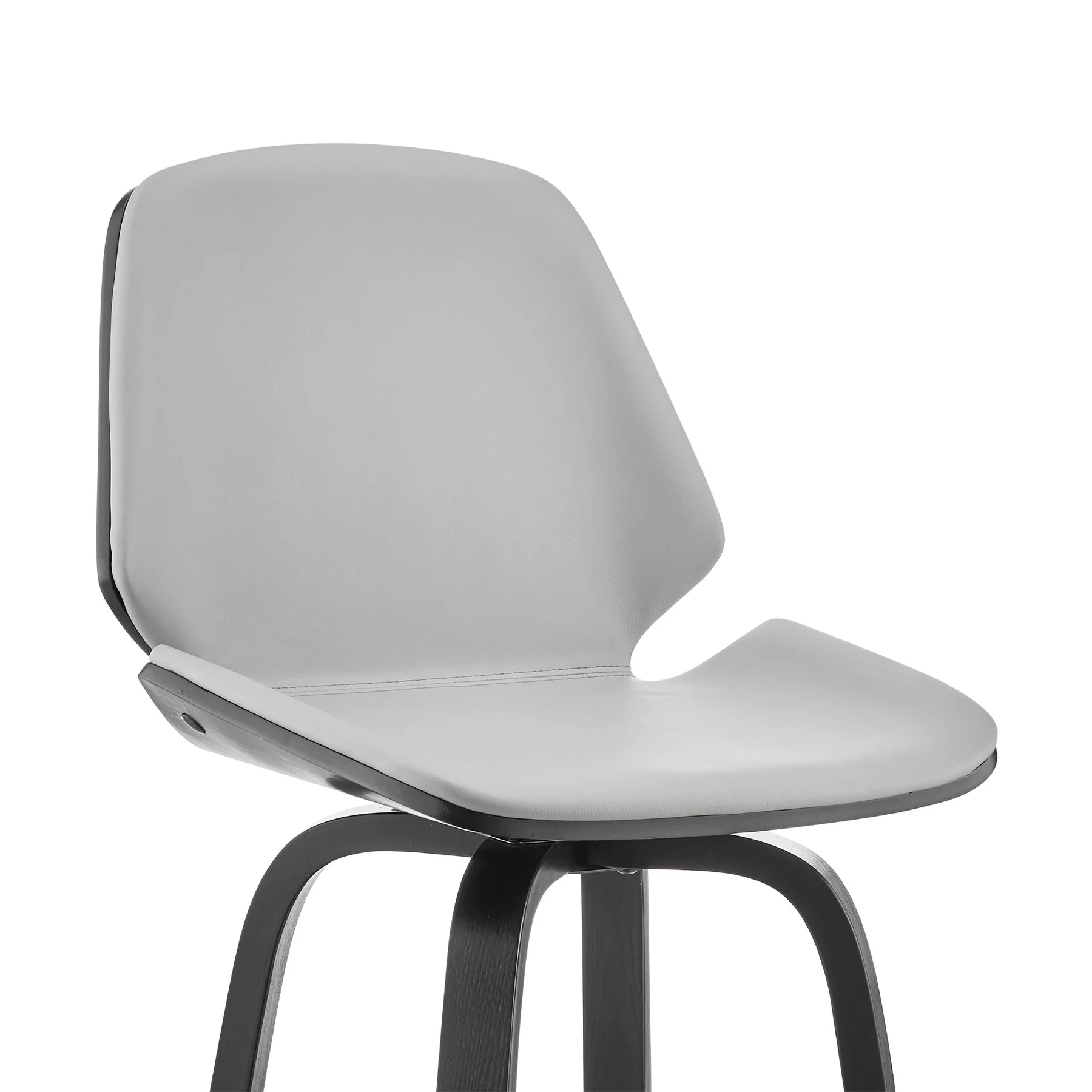 Arabela 26" Gray Faux Leather and Black Wood Swivel Bar Stool - Image 6