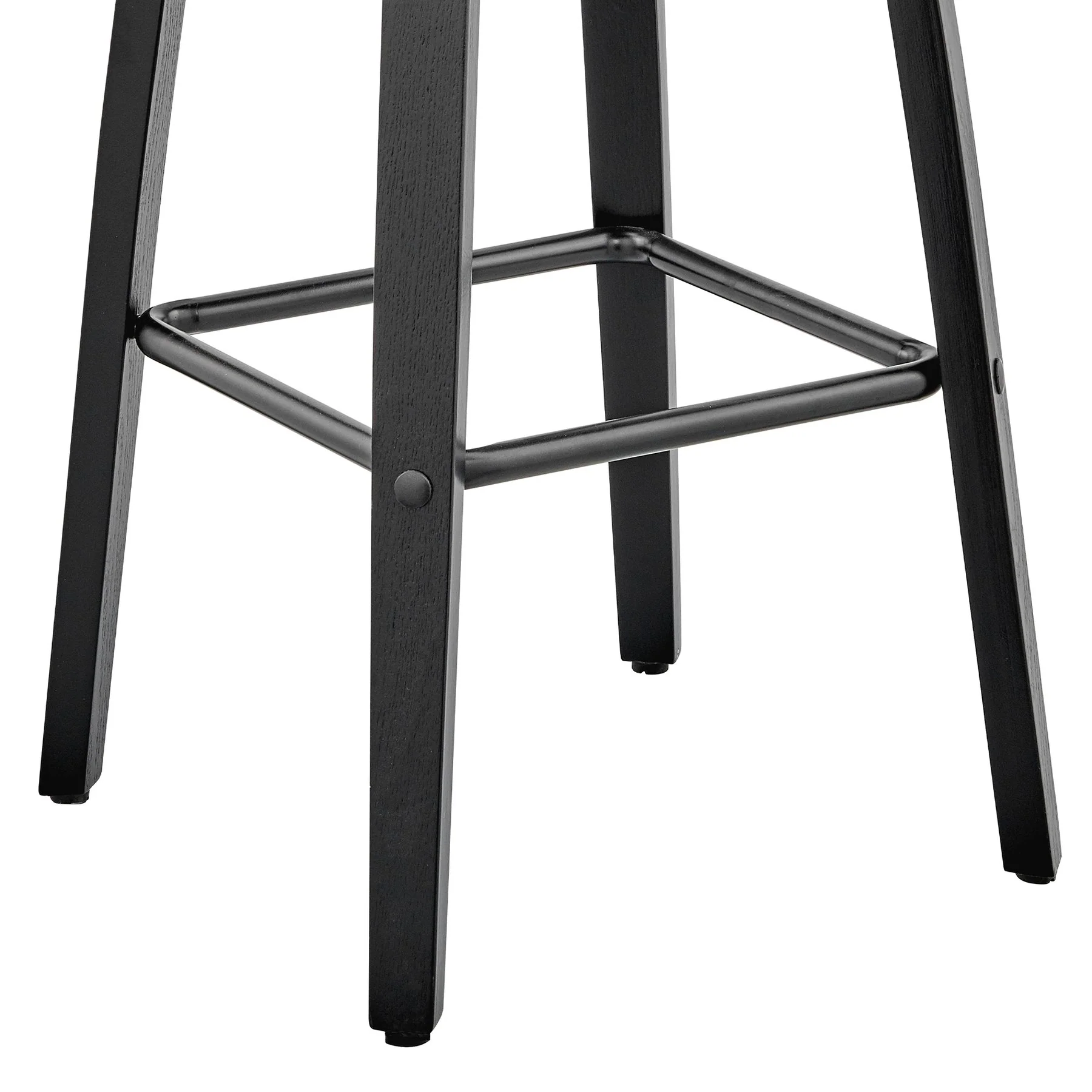 Arabela 26" Gray Faux Leather and Black Wood Swivel Bar Stool - Image 8