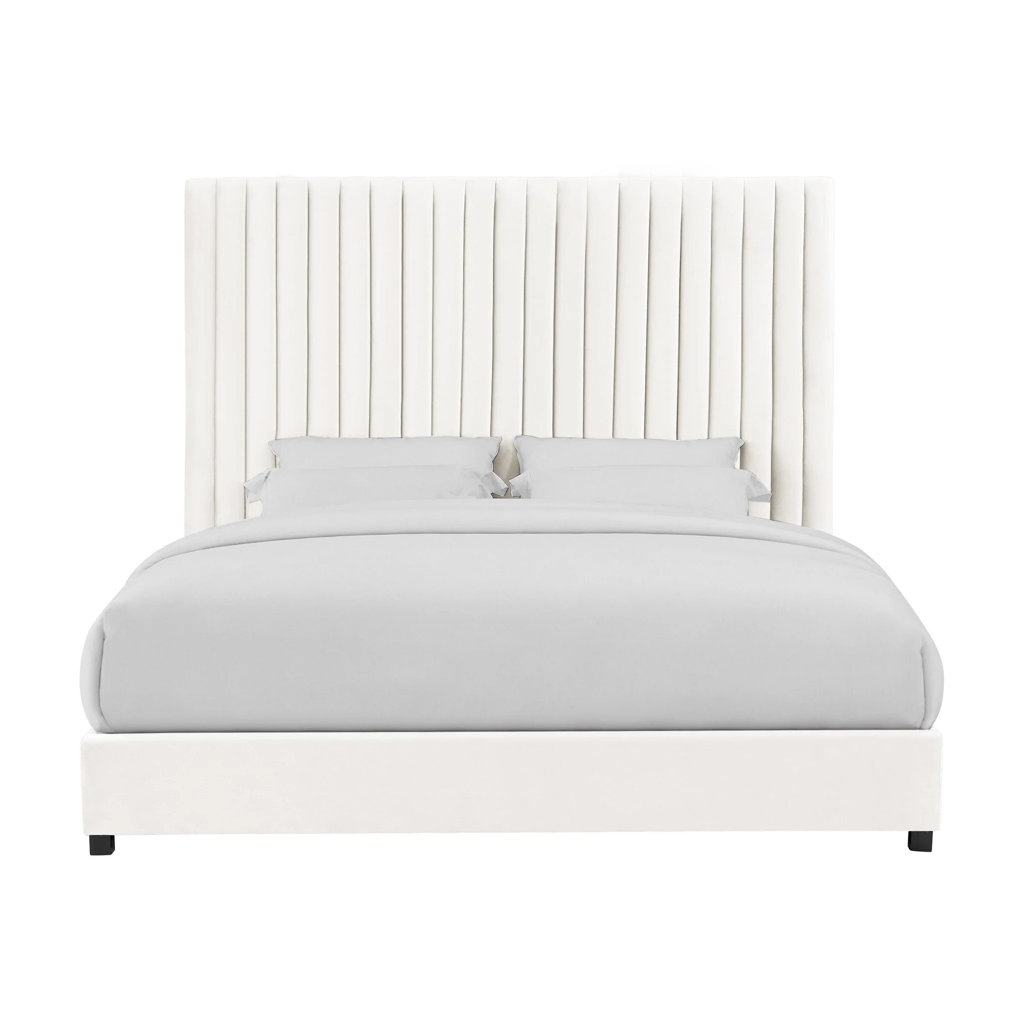 Arabelle White Velvet Bed in King - Image 3