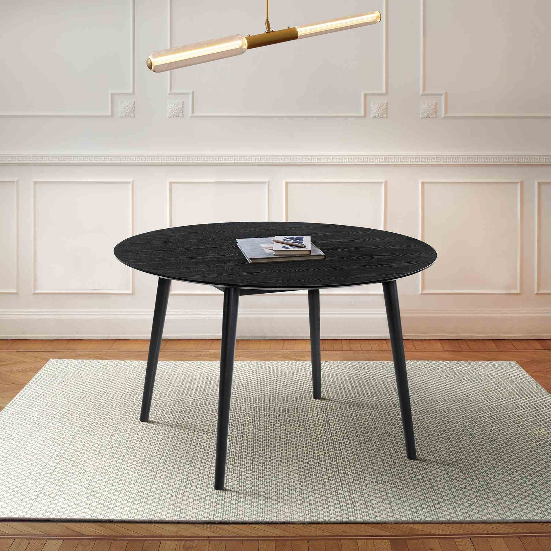Arcadia 48" Round Dining Table in Black Wood - Image 6