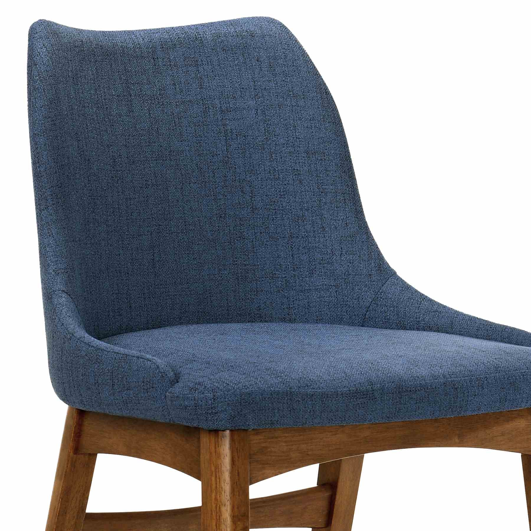 Arcadia and Azalea 48" Round Blue and Walnut Wood 5 Piece Dining Set - Image 6