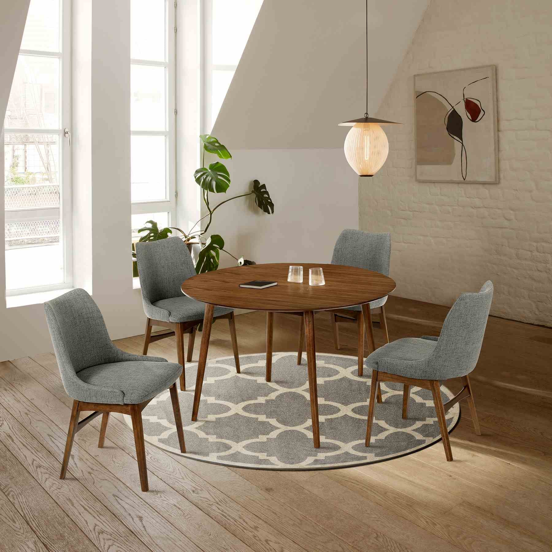 Arcadia and Azalea 48" Round Charcoal and Walnut Wood 5 Piece Dining Set - Image 10
