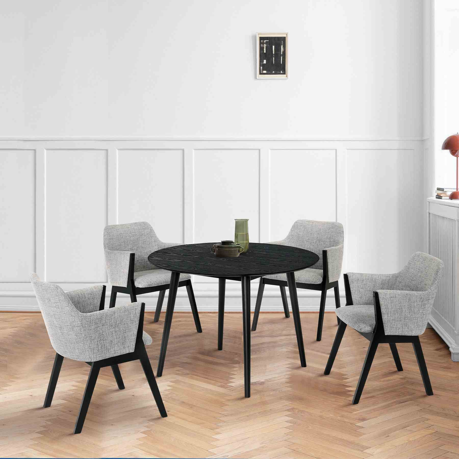 Arcadia and Renzo 42" Round Gray and Black Wood 5 Piece Dining Set - Image 10
