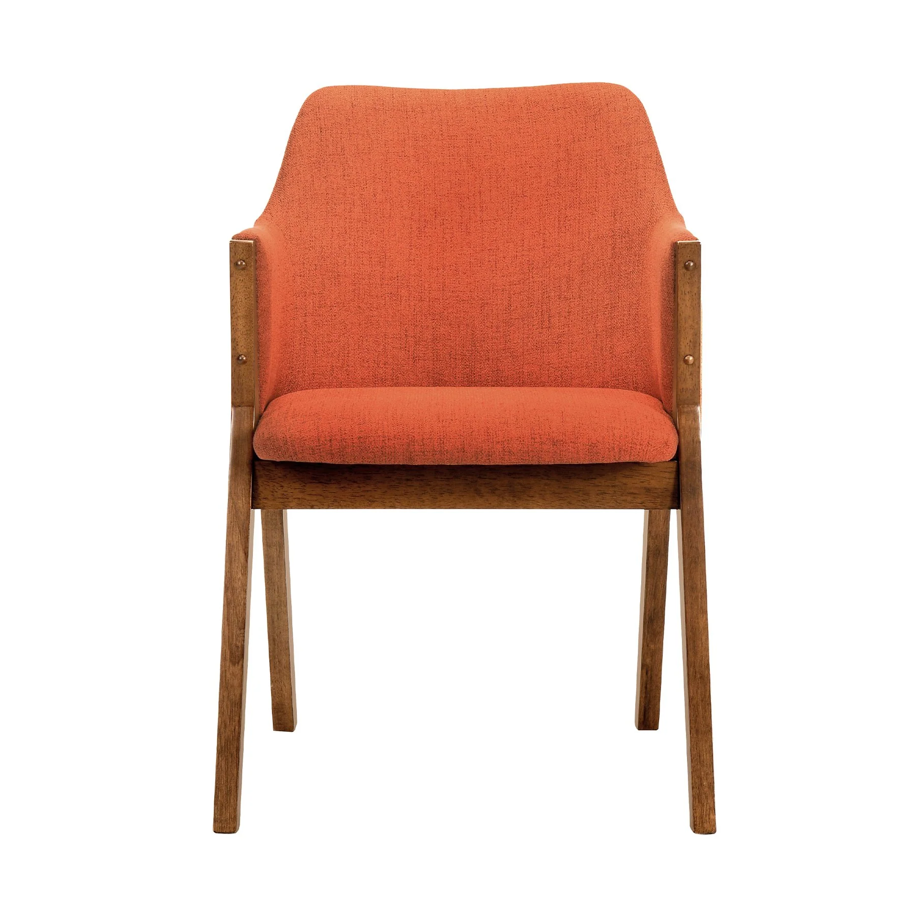 Arcadia and Renzo 48" Round Orange and Walnut Wood 5 Piece Dining Set - Image 3